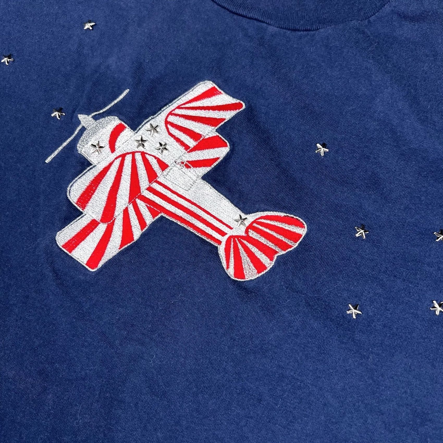 Hanes VINTAGE Hanes USA Patriotic Shirt Large Blue White Red Short Sleeve Crew Neck Cotton Embroidered Graphic Tee Size US L / EU 52-54 / 3 - 6 Thumbnail