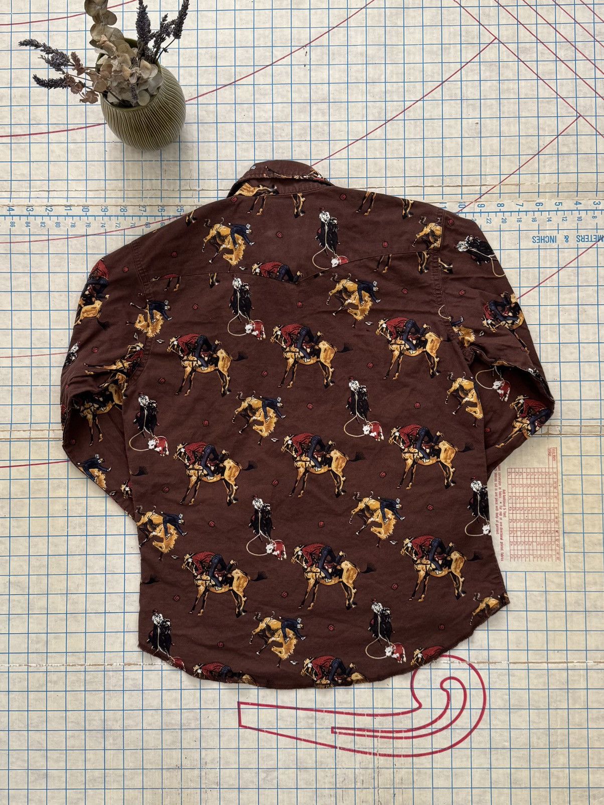 Rustler × Vintage × Wrangler Vintage Rustler by Wrangler Pearl Snap Button Up Brown Size S / US 4 / IT 40 - 7 Thumbnail