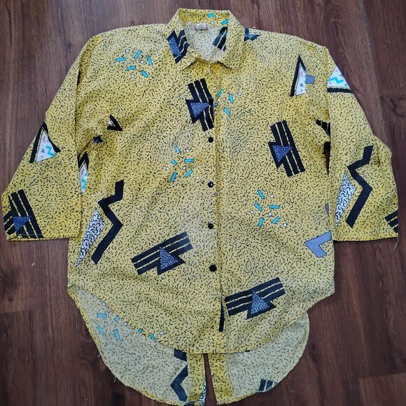 Other Vintage 80s Sweet For Two Abstract Geometric Button Shirt Size M / US 6-8 / IT 42-44 - 2 Thumbnail