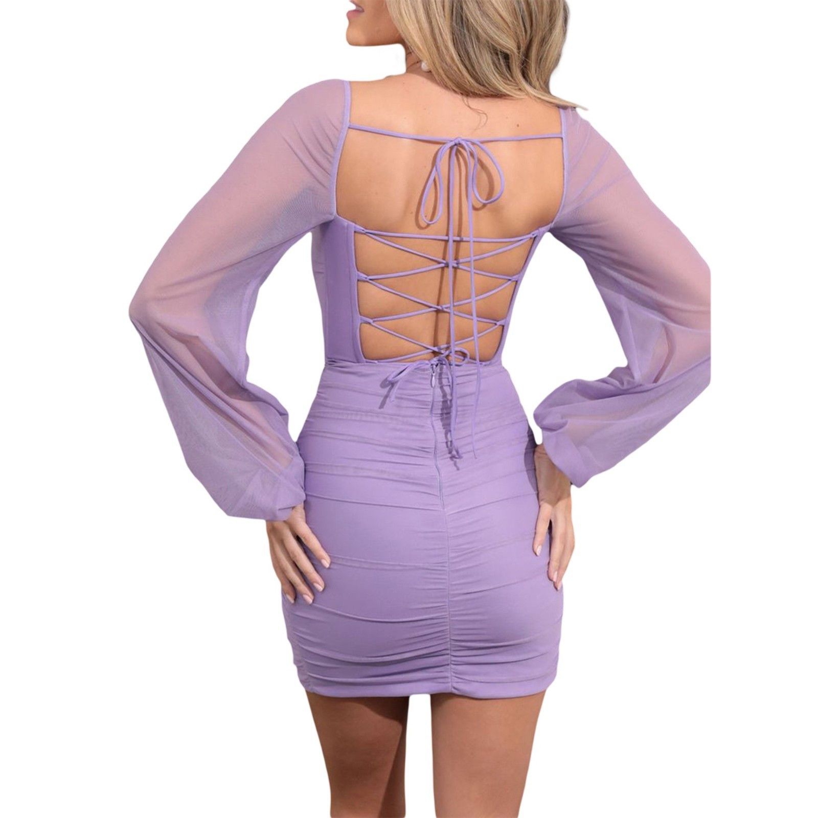 Other Lucy in the Sky Power Mesh Long Sleeve Dress in Purple Size XS / US 0-2 / IT 36-38 - 5 Thumbnail