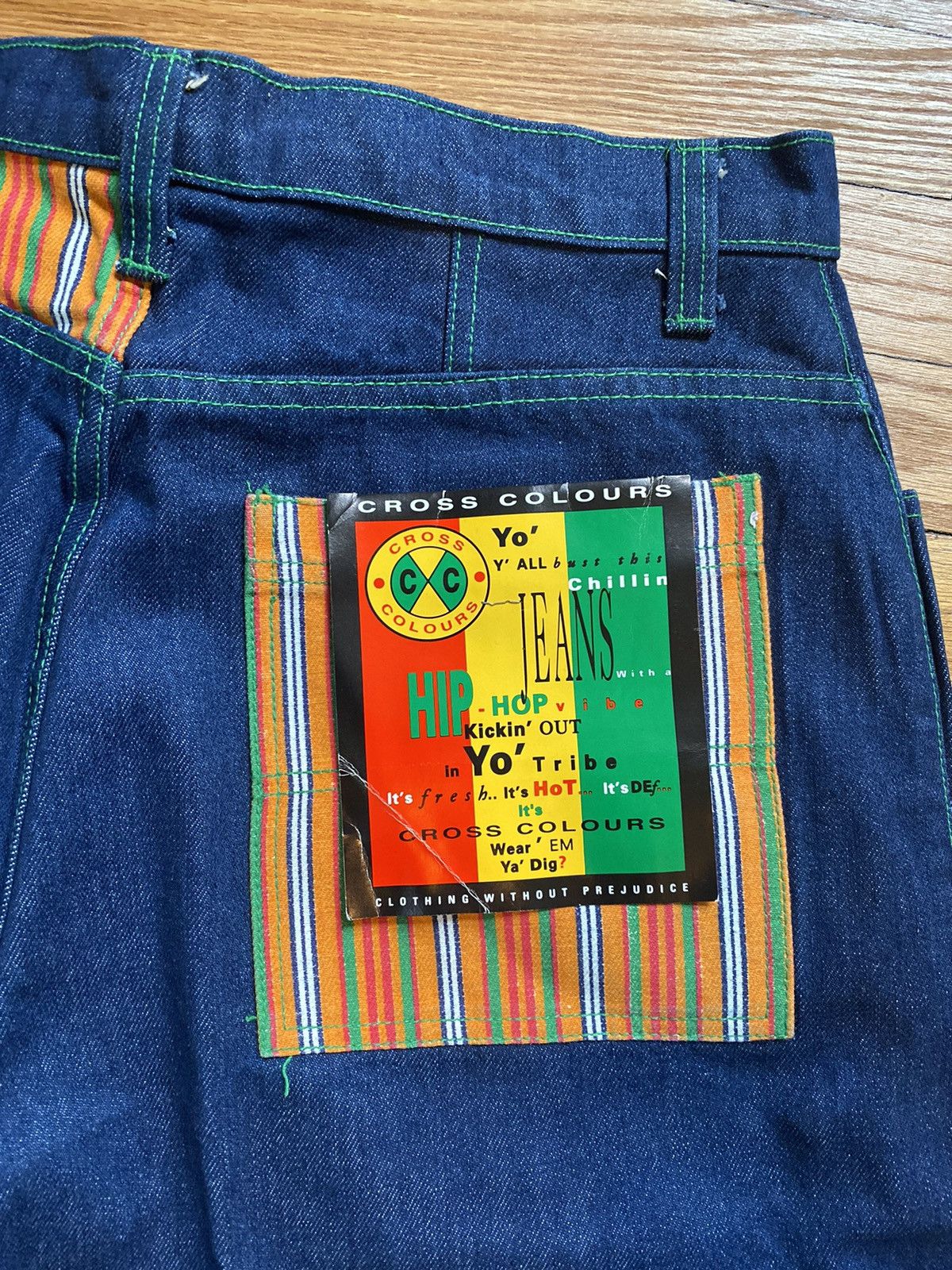Cross Colours × JNCO × Vintage Rare Deadstock Vintage 90s Cross Colours Tribal Jean Shorts Size US 34 / EU 50 - 6 Thumbnail