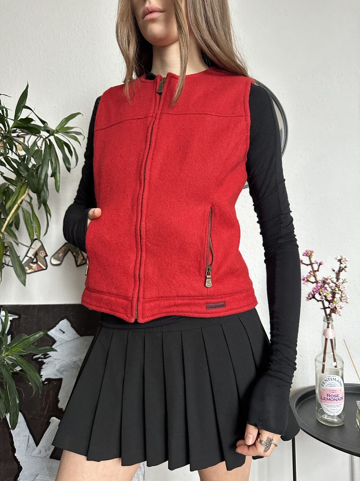 Calvin Klein × Vintage Calvin Klein Jeans Wool 90s WaistCoat Wool Red Jacket Vest Size S / US 4 / IT 40 - 5 Thumbnail