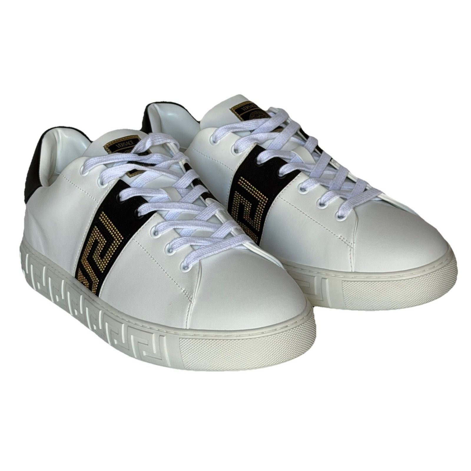 Versace Versace Greek key White/Black Leather Sneakers 13 US 1014460 Size US 13 / EU 46 - 8 Thumbnail