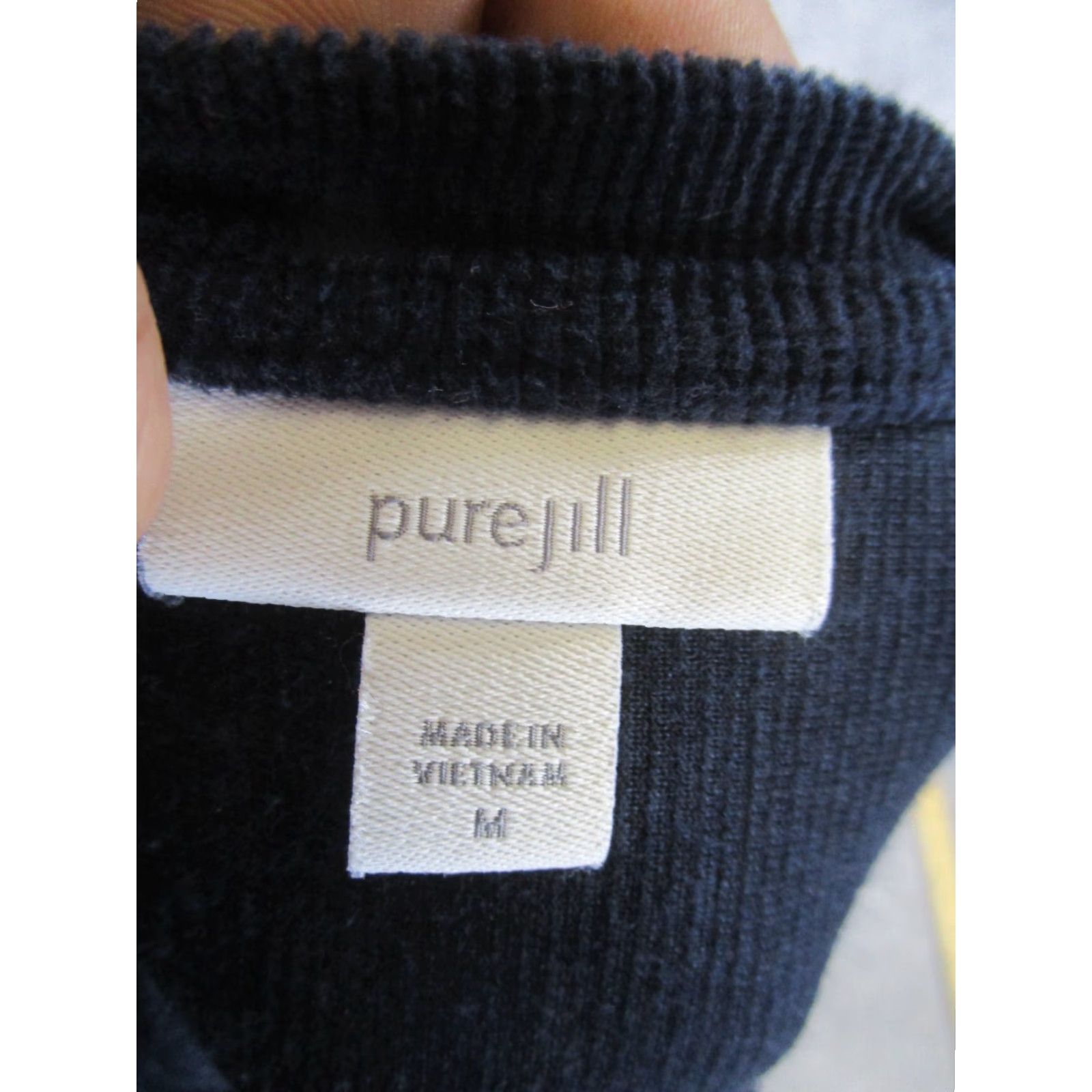 Vintage VINTAGE Pure Jill Sweater Womens Medium Pullover V-Neck Long Sleeve Cotton Blend Navy Blue Size M / US 6-8 / IT 42-44 - 6 Thumbnail