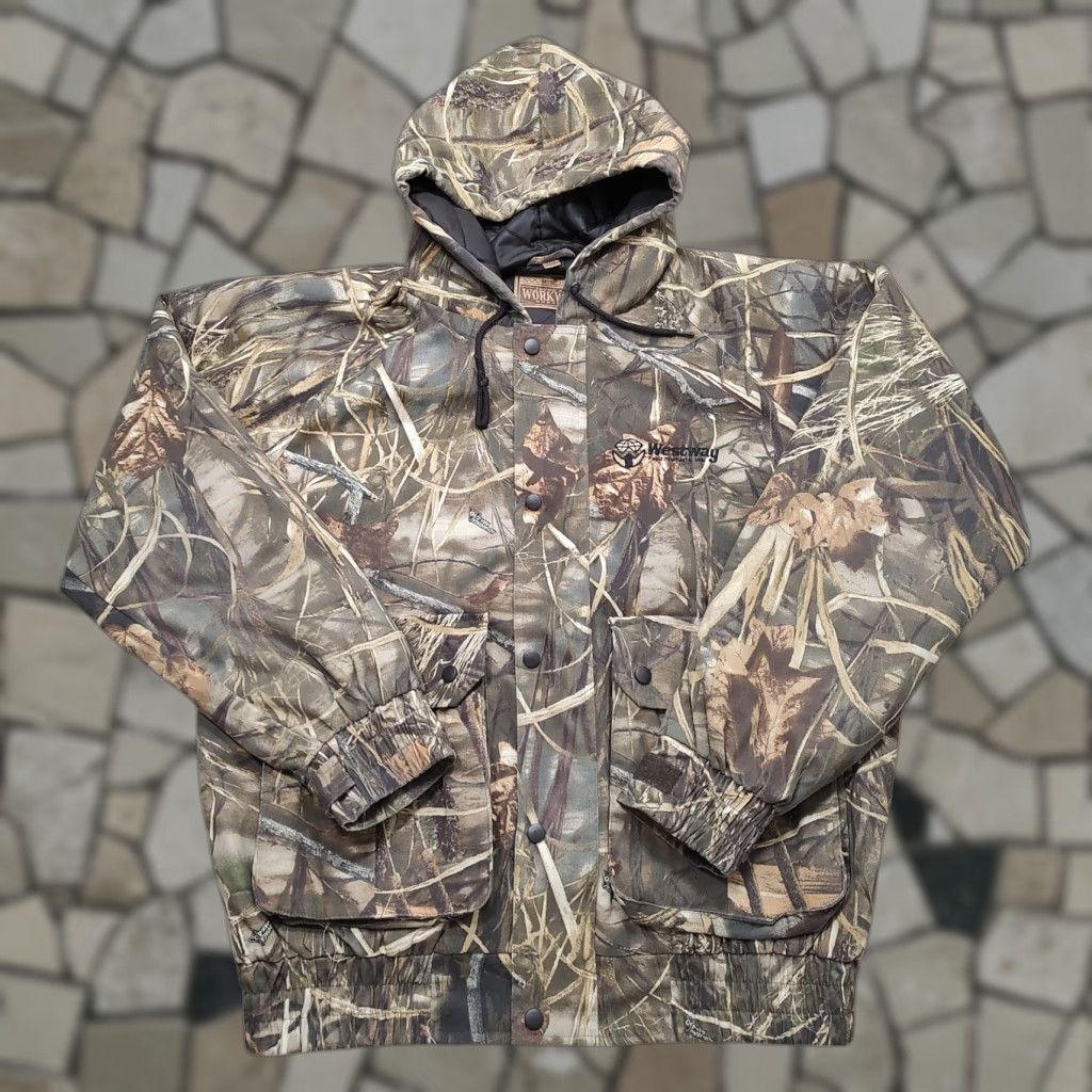 Vintage VTG Swingster Jacket Mens L Camouflage Cotton Blend Hooded Bomber Pockets Workwear Spring Fall Winter Logo Pub Size US L / EU 52-54 / 3 - 1 Thumbnail