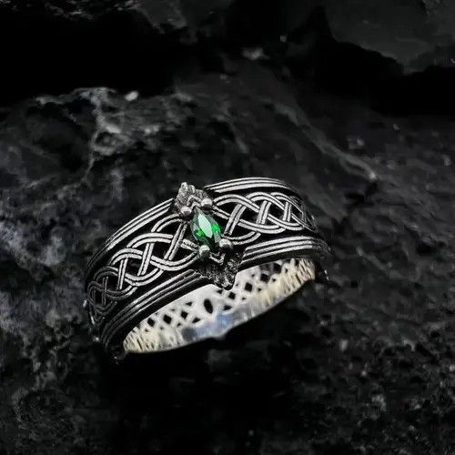 Jewelry Green Zircon Adjustable Ring Size ONE SIZE - 2 Thumbnail