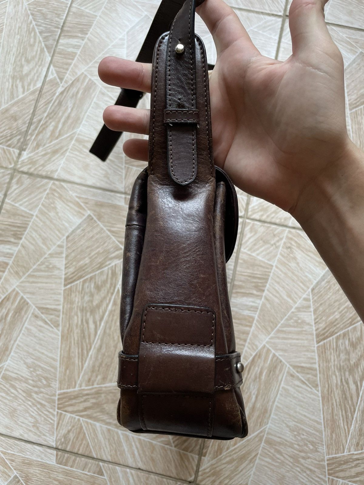 Vintage Retro Vintage Claudio Ferrici Leather Brown Shoulder Bag Size ONE SIZE - 9 Thumbnail