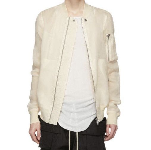 Rick Owens Rick Owens Sheer Beige Bomber Jacket Size US M / EU 48-50 / 2 - 1 Thumbnail