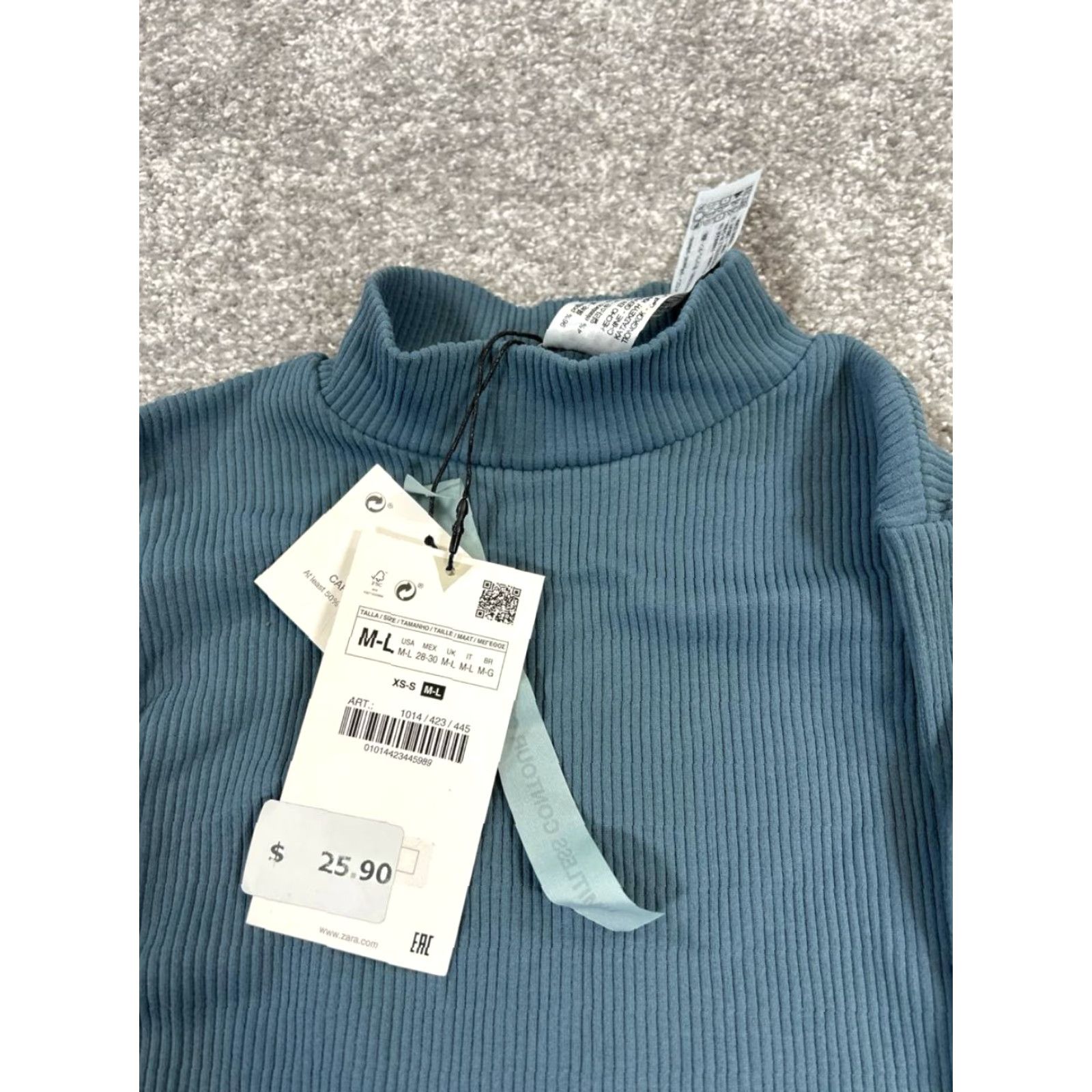 Zara Zara Womens Medium Blue Ribbed Pullover Mock Neck Sweater Pullover Knit Regular Long Sleeve Winter Fall Size M / US 6-8 / IT 42-44 - 2 Thumbnail