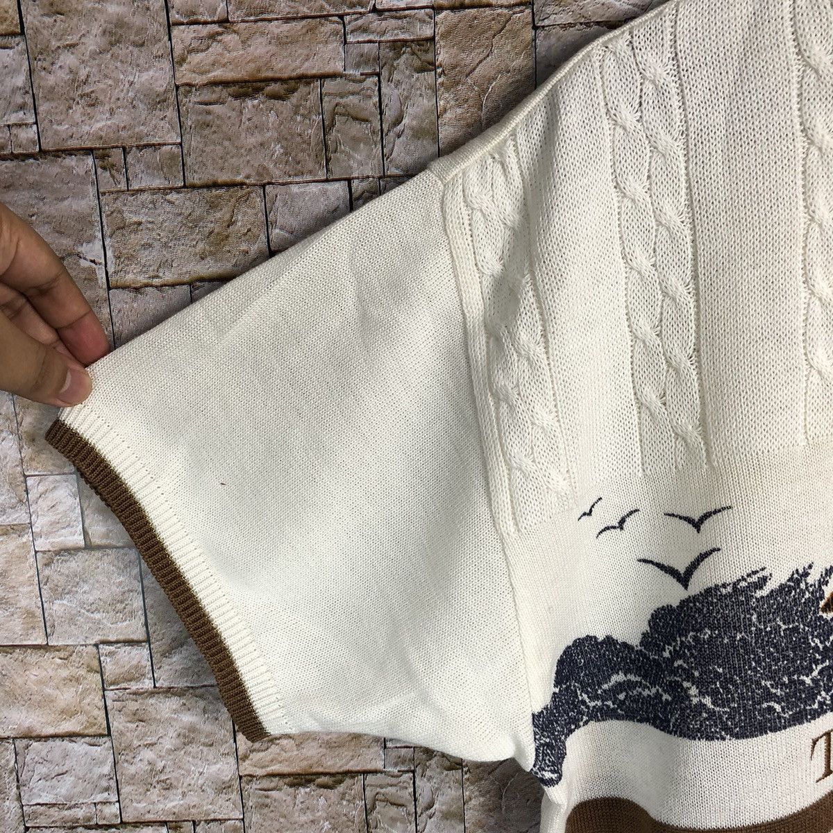 Homespun Knitwear × Japanese Brand A Maggio White Knitwear short sleeve vintage japan #A225 Size L / US 10 / IT 46 - 5 Thumbnail