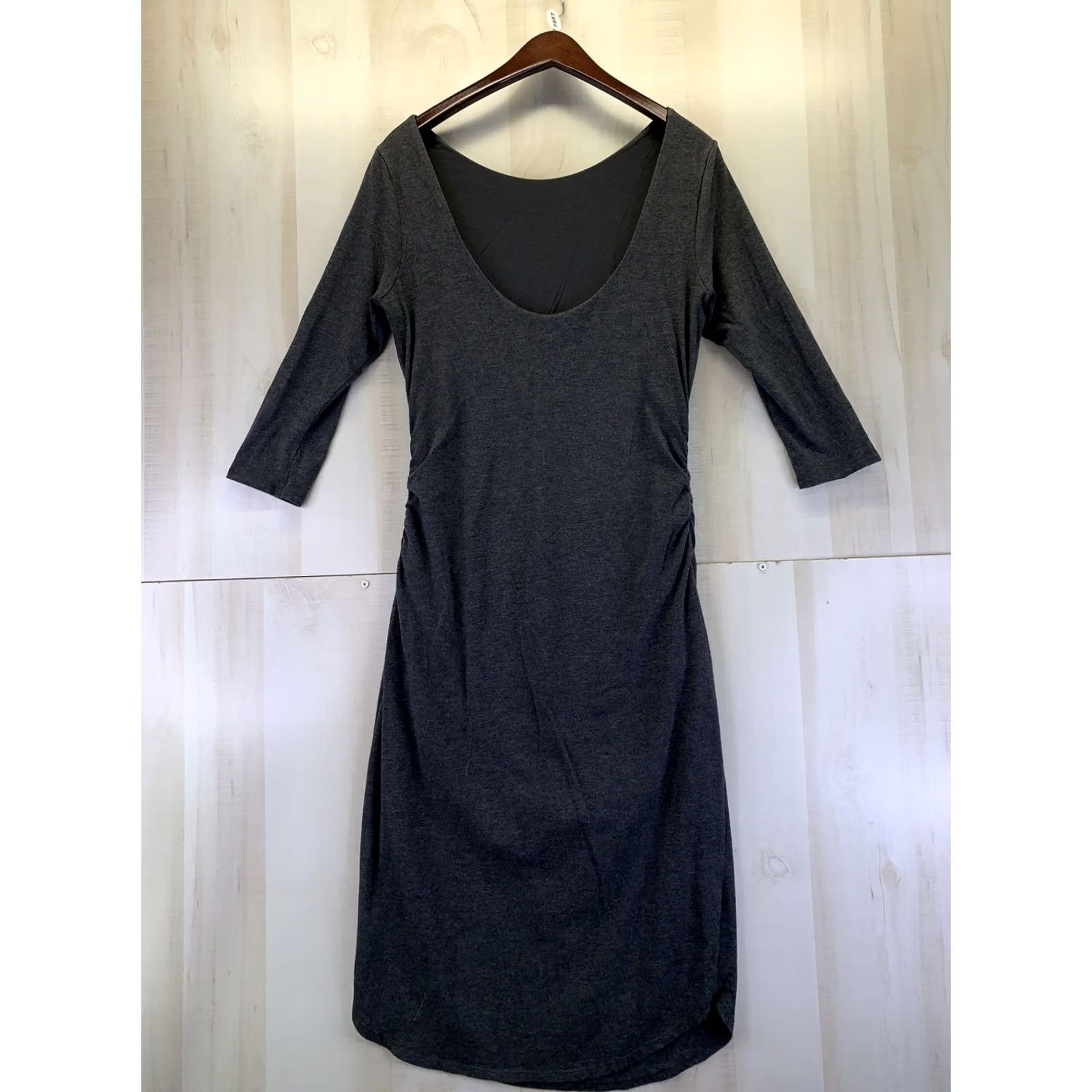 Athleta Athleta Dress Womens Gray Scoop Back 3/4 Sleeve Rouched Sides Size M-7887 Size M / US 6-8 / IT 42-44 - 5 Thumbnail