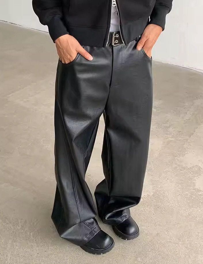 Other Faux Leather Black Wide Leg Flare Pants Size US 30 / EU 46 - 1 Thumbnail