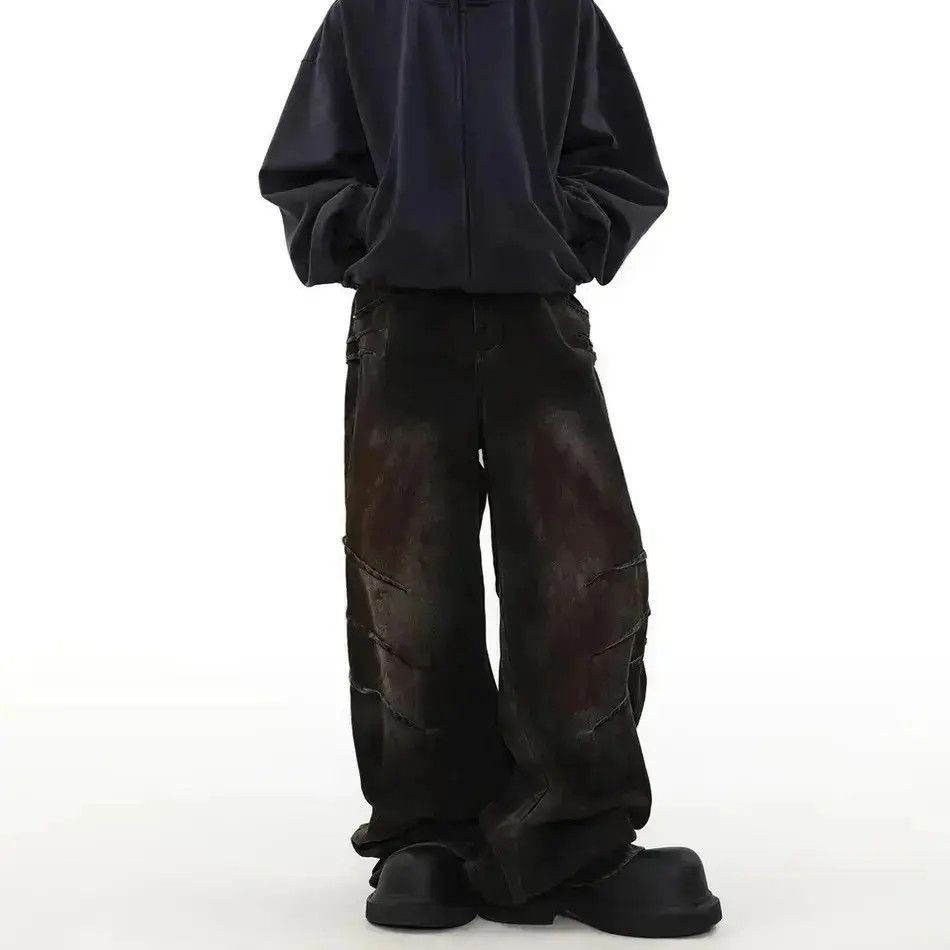 Japanese Brand Streetwear Washed Gradient Wide Leg Jeans Design Trousers Size US 32 / EU 48 - 2 Thumbnail