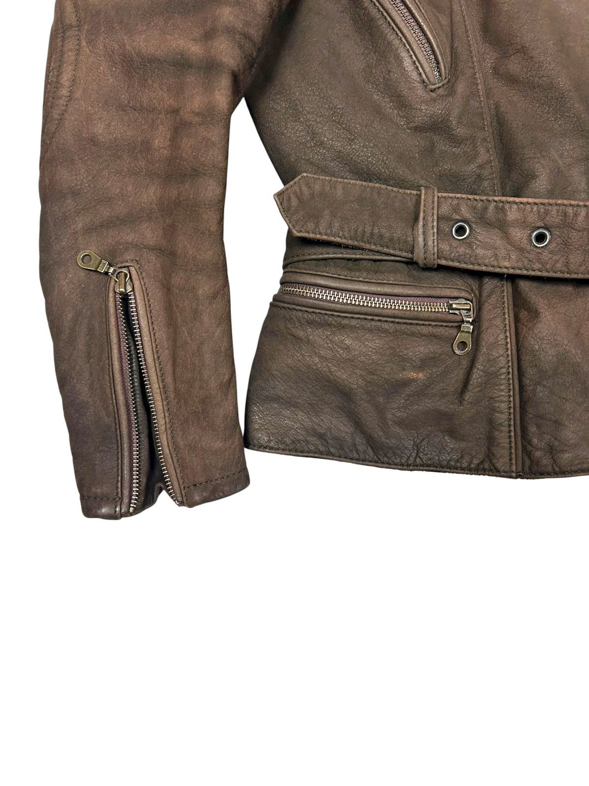 Genuine Leather Vintage Brown Biker Avantgarde Leather Jacket Size XS / US 0-2 / IT 36-38 - 5 Thumbnail