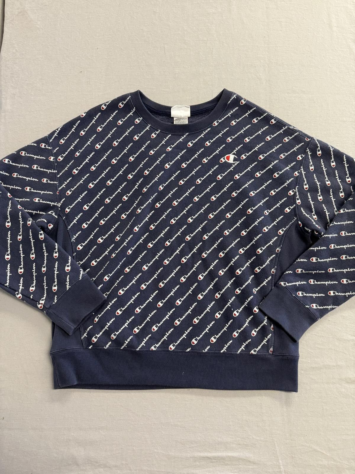 Champion Faded Champion Reverse Weave Sweatshirt Crewneck Navy AOP XL Size US XL / EU 56 / 4 - 1 Thumbnail