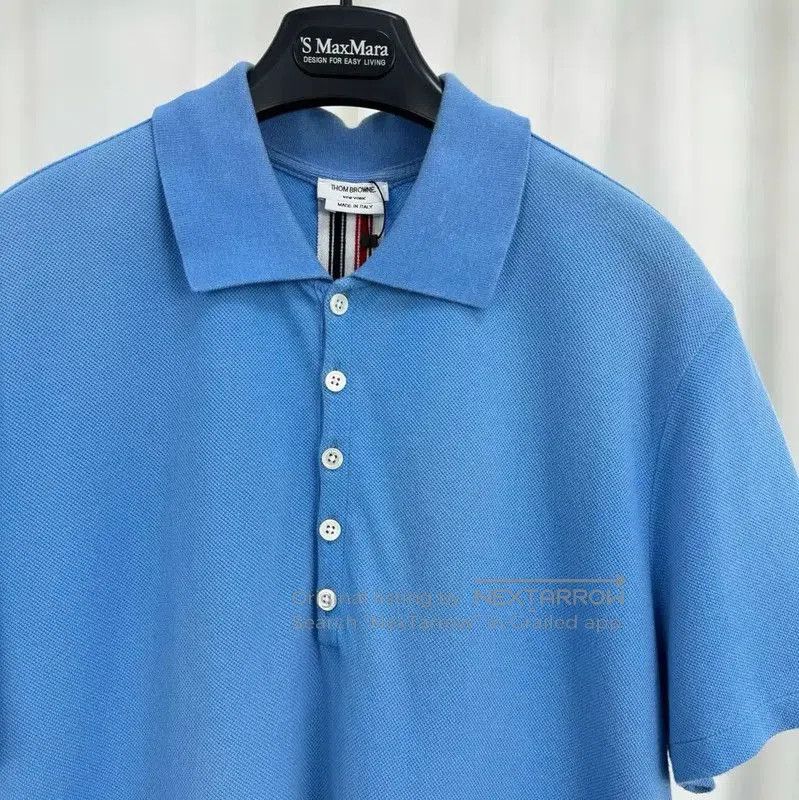 Thom Browne Thom Browne Blue Cotton Striped Polo Shirt . Size US L / EU 52-54 / 3 - 3 Thumbnail