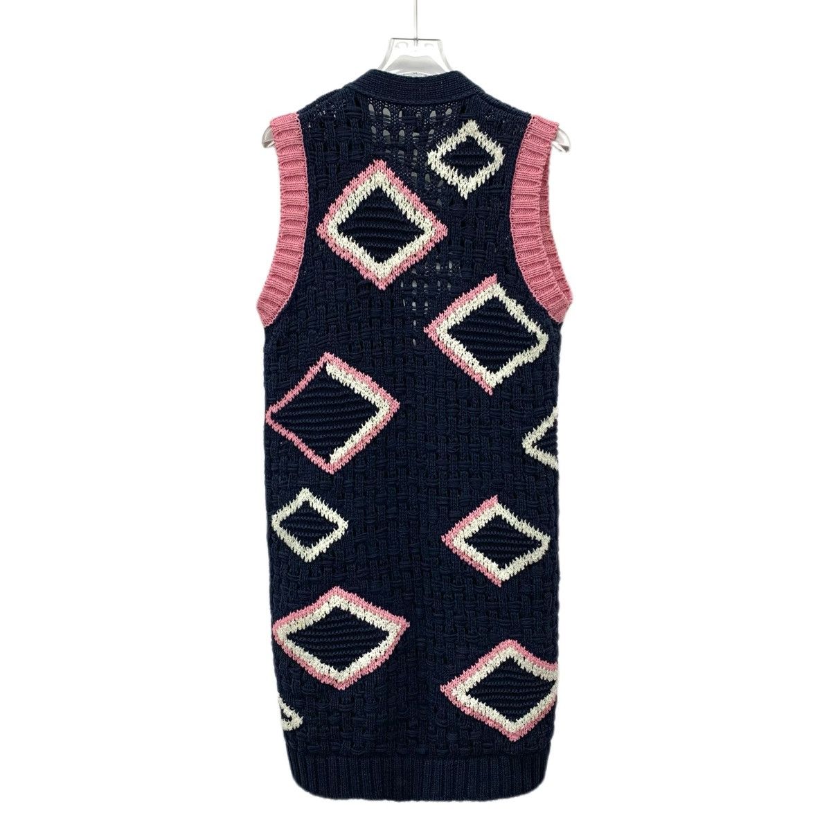 Chanel Chanel Navy V-neck Sleeveless Hollow Out Knit Cardigan K26WX Size XXS / US 00 / IT 34 - 2 Thumbnail