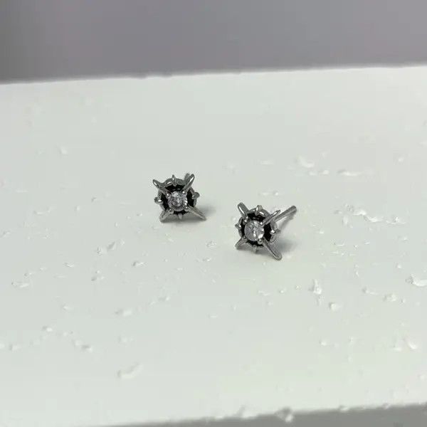 Other 925 Silver Plated CZ Star Stud Earrings for Men Women Size ONE SIZE - 2 Thumbnail