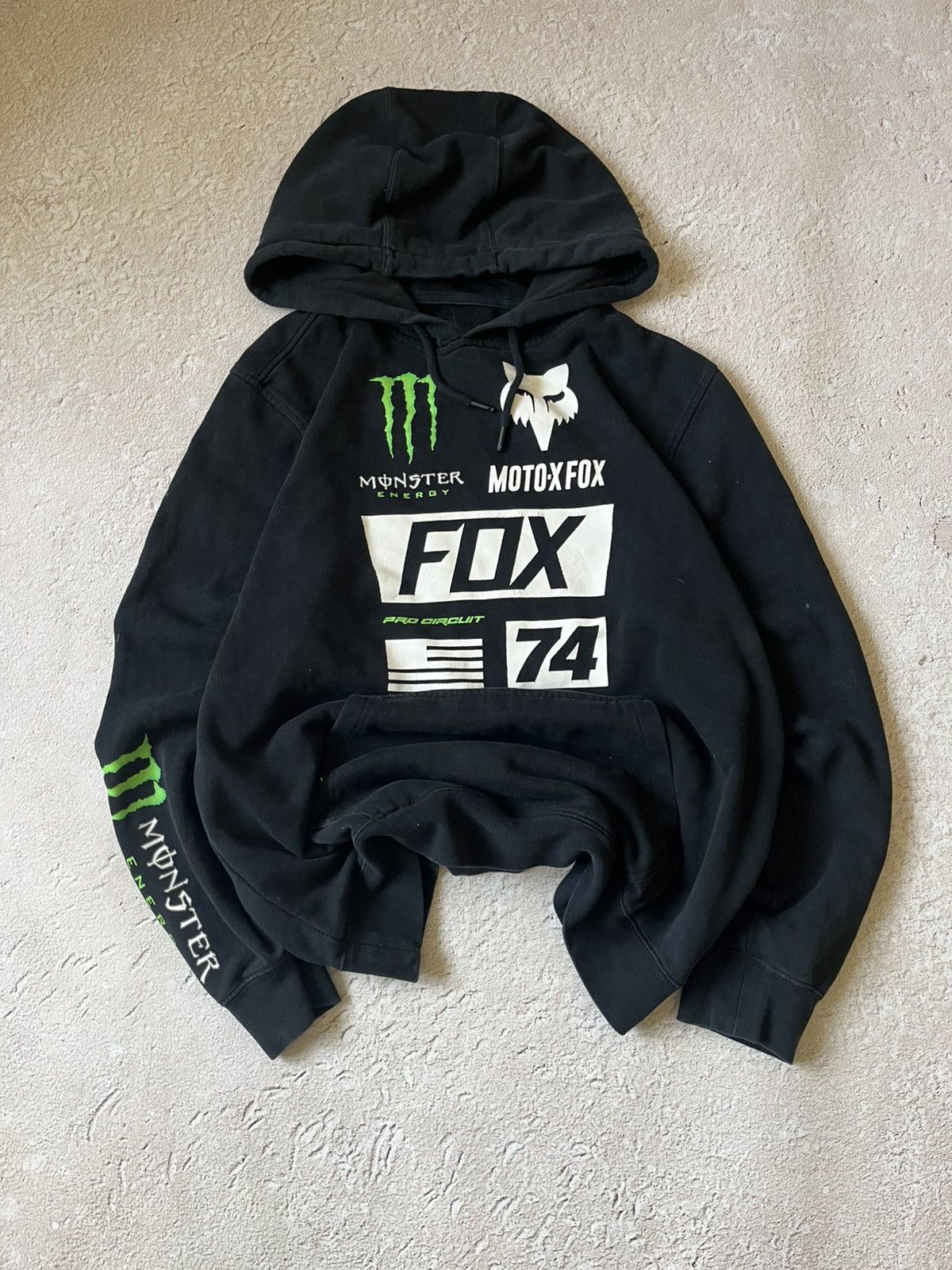 Fox Racing 🏎️ VINTAGE FOX RACING x MONSTER ENERGY HOODIE – MOTO-CORE Y2K Size US L / EU 52-54 / 3 - 2 Thumbnail