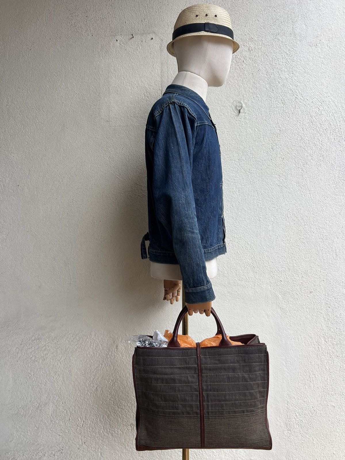 Leather Genten Japan Hybrid Canvas Leather Bag Size ONE SIZE - 23 Thumbnail