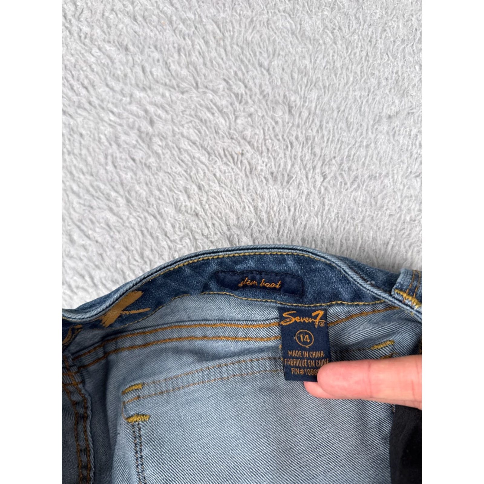 Vintage Seven7 Women's Slim Bootcut Jeans 14 Blue Denim Cotton Blend Low Rise Authentic Designer 2000s Size 36" / US 14 / IT 50 - 7 Thumbnail