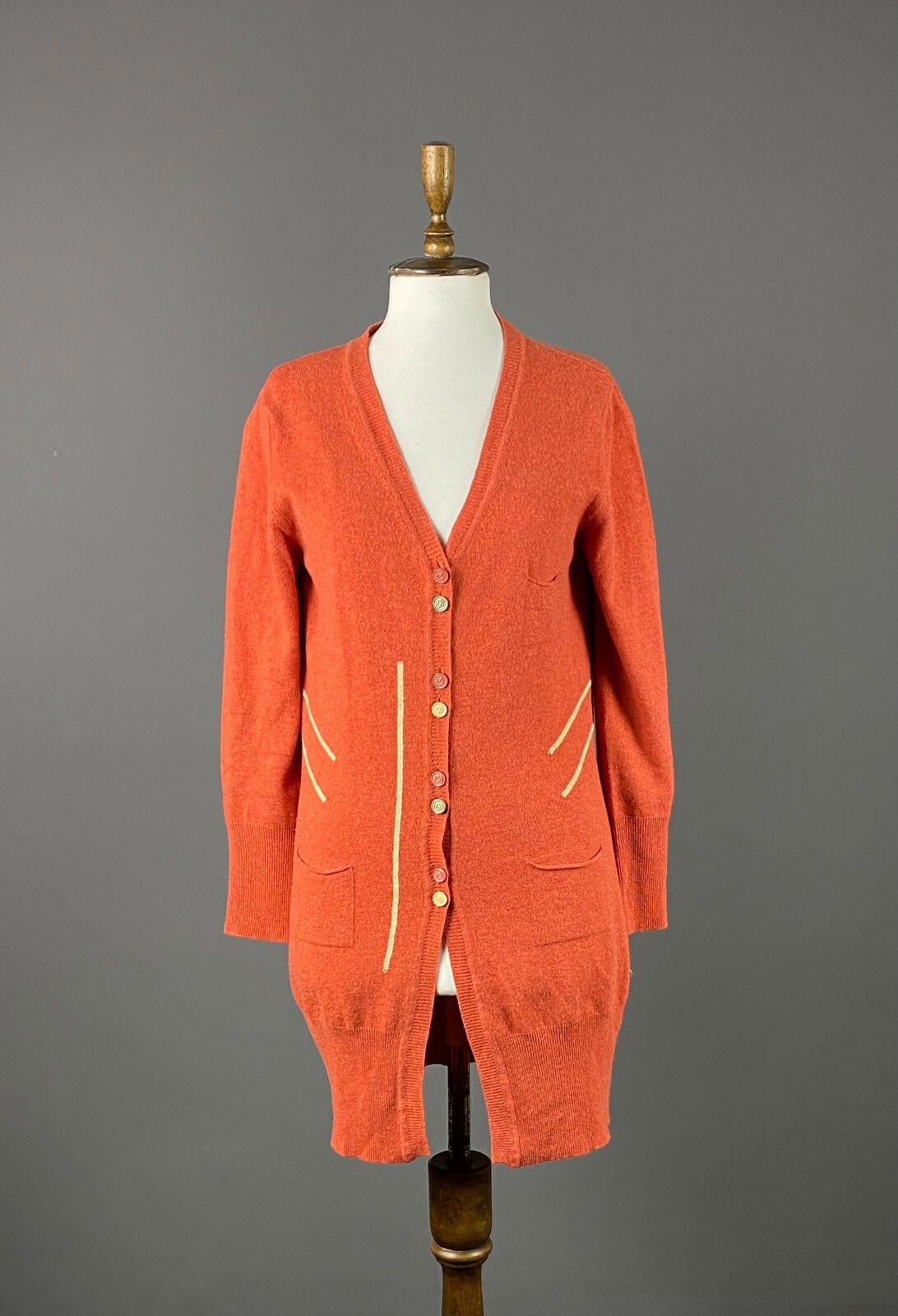 Designer Elisa Cavaletti Orange Wool Cardigan Tunic Dress Size L / 3 Size L / US 10 / IT 46 - 1 Thumbnail