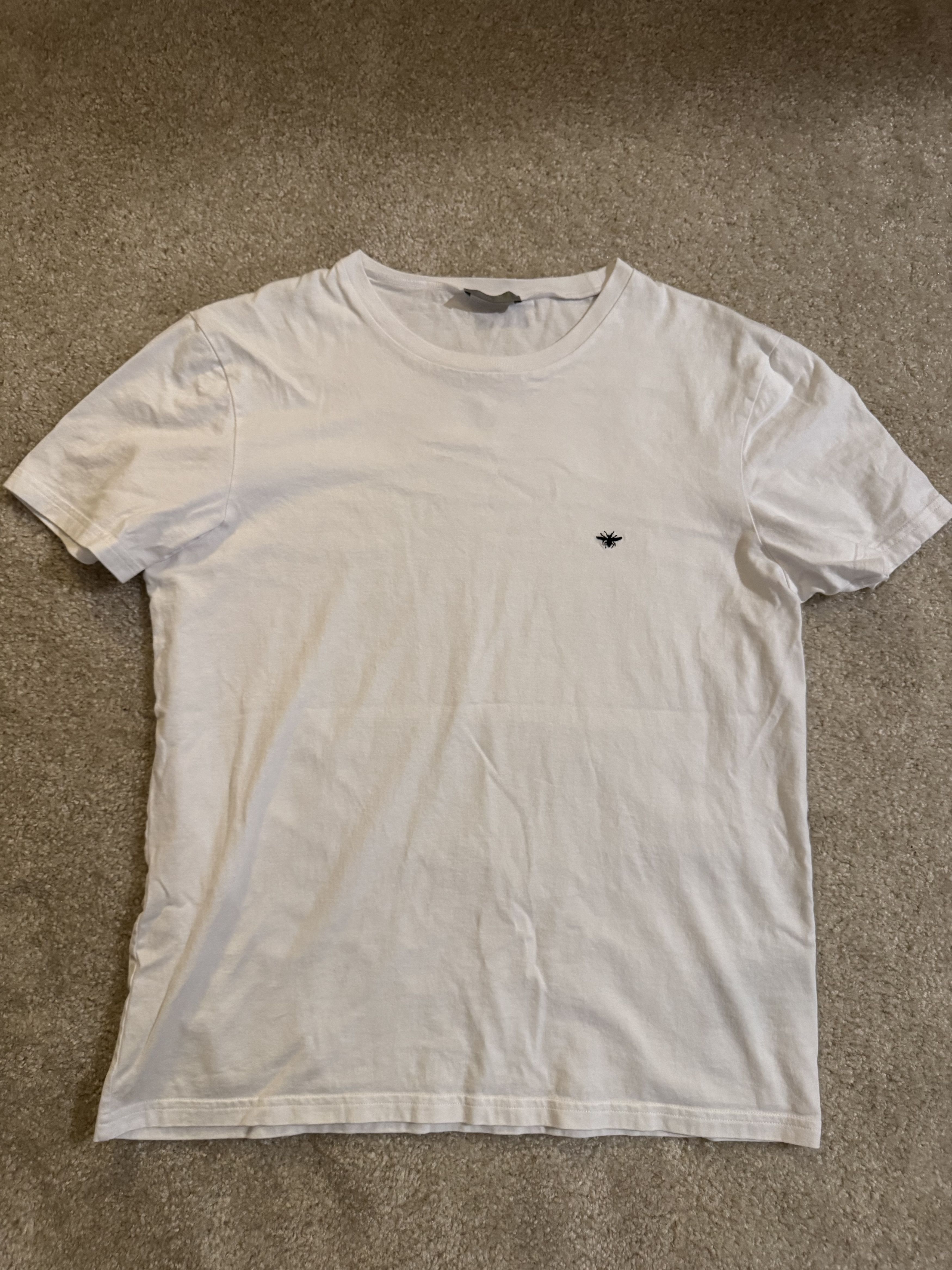 Dior Dior White Cotton Jersey Tee with Bee Embroidery Size US M / EU 48-50 / 2 - 1 Thumbnail