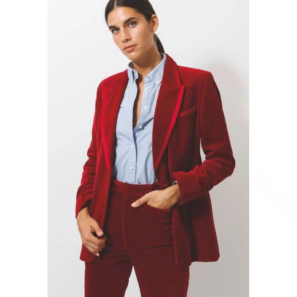 Tom Ford o1loc1c0725 GI2871 Silk Satin Trimmed Velvet Jacket in Red Size XS / US 0-2 / IT 36-38 - 2 Thumbnail
