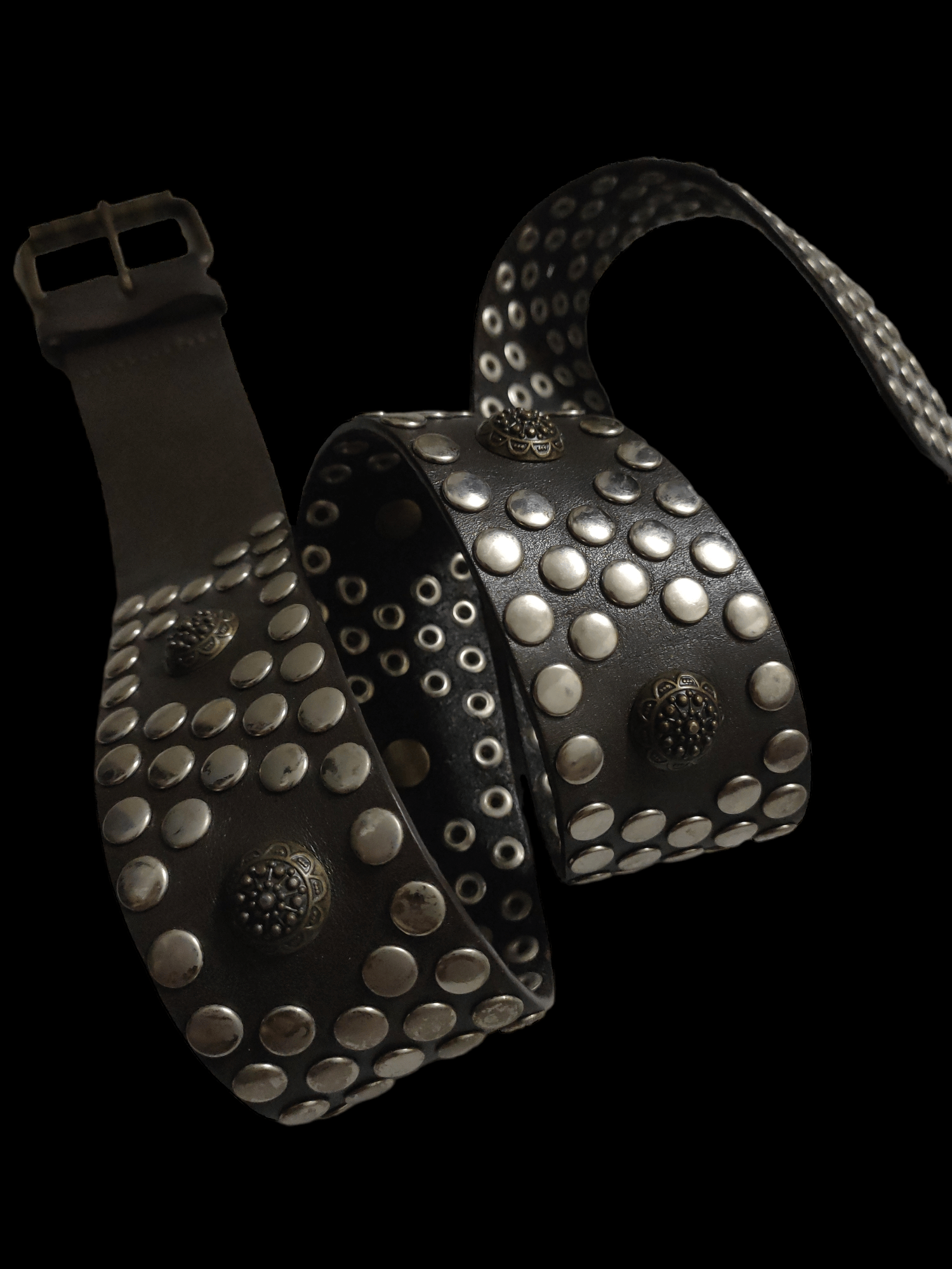 Leather Leather Belt Studded x Handmade Design Size 34 - 2 Thumbnail