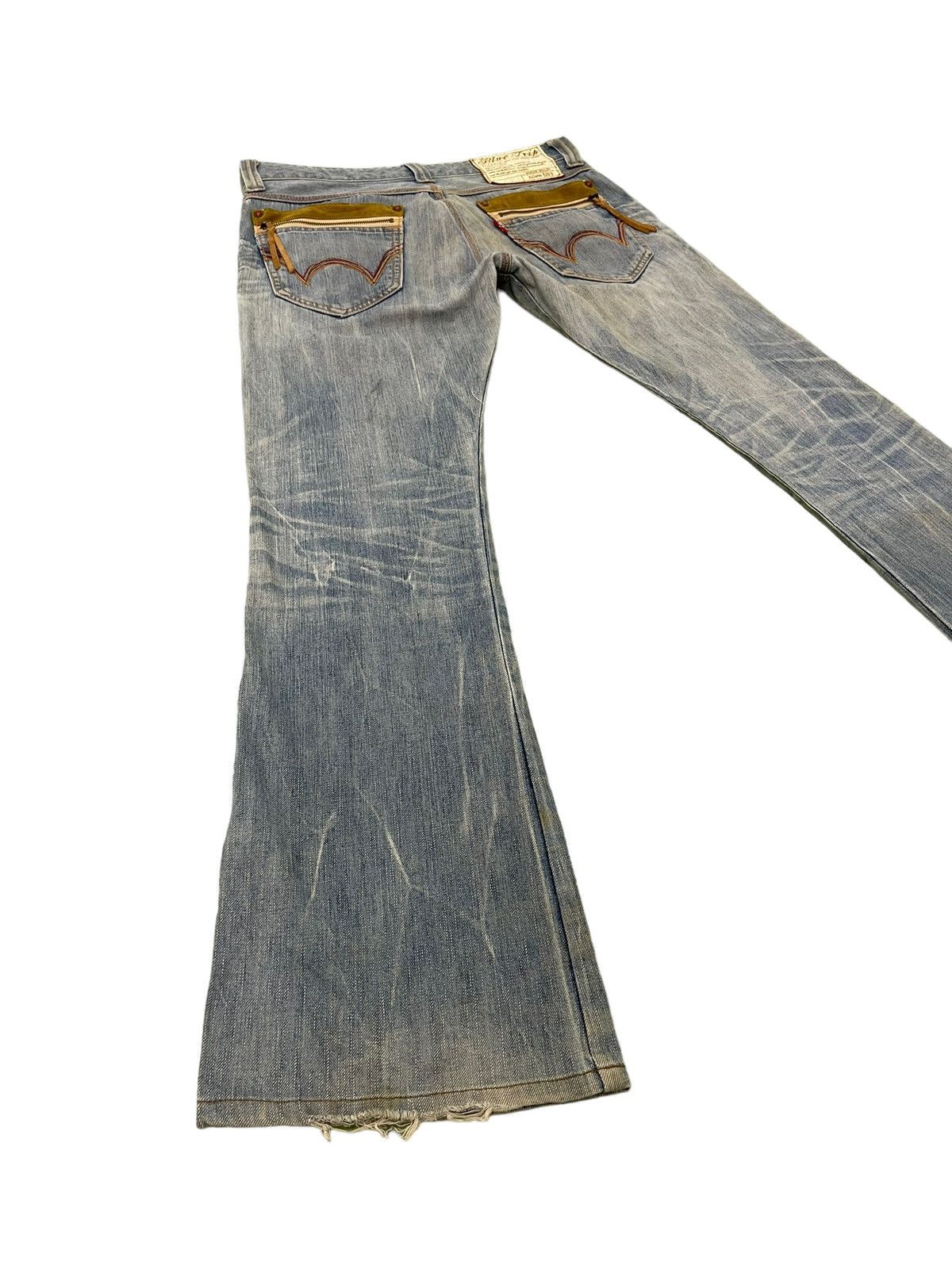 Japanese Brand Flare Jeans Edwin Japan Distress Faded Boot Cut 7🟦5 Size US 35 - 14 Thumbnail