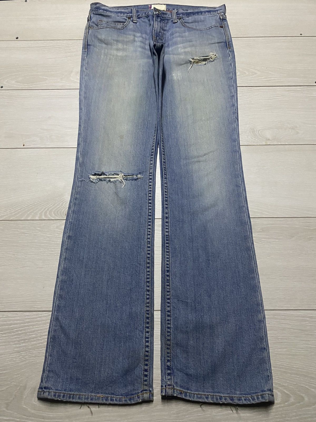 Dapper Dan × Gap Vintage Gap Denim Tears Distressed Fade Bootcut Flare Jeans Size US 34 / EU 50 - 1 Thumbnail