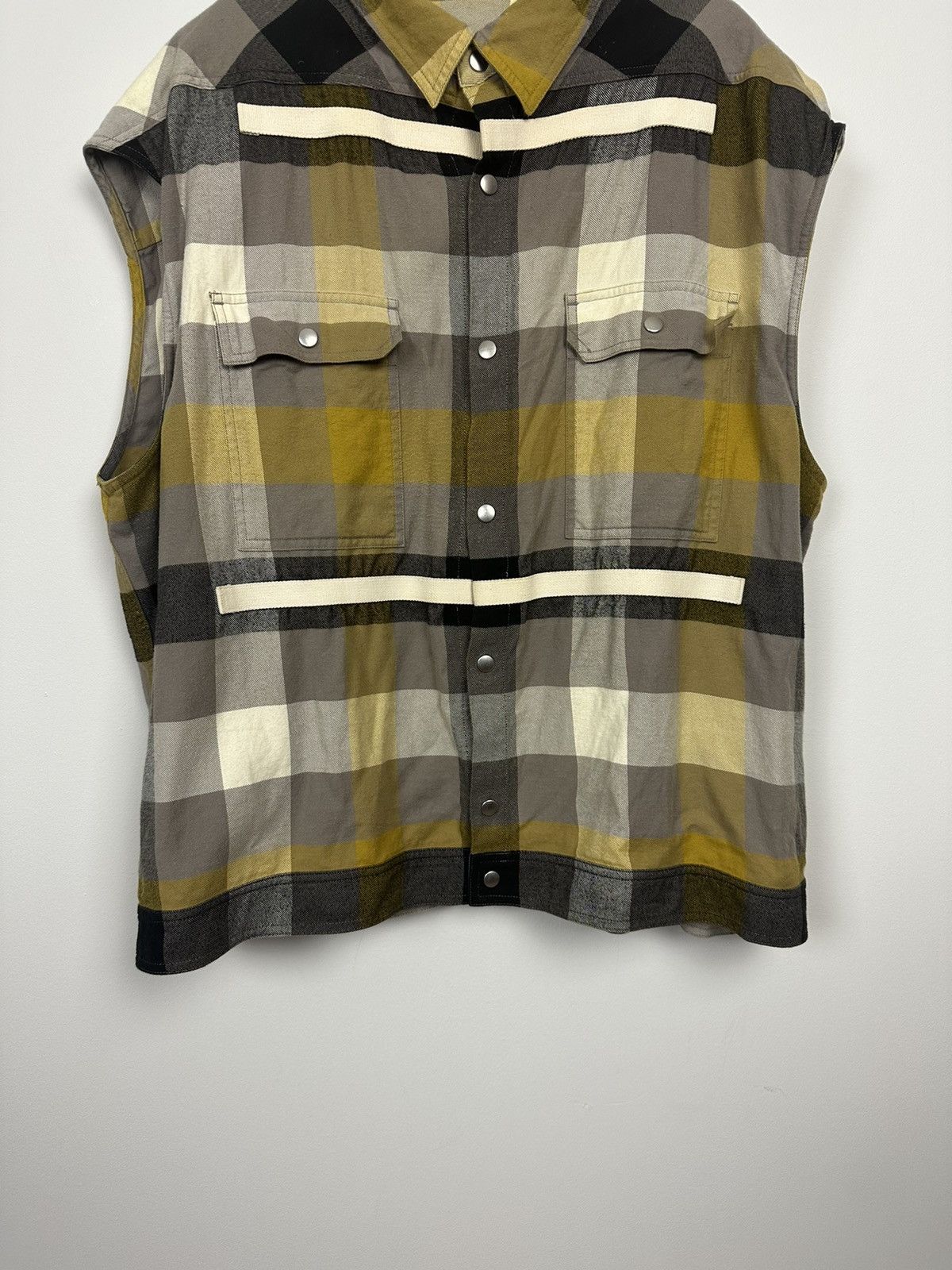 Rick Owens SS22 ‘FOGACHINE’ Dust Plaid Boxy Vest Size US L / EU 52-54 / 3 - 3 Thumbnail