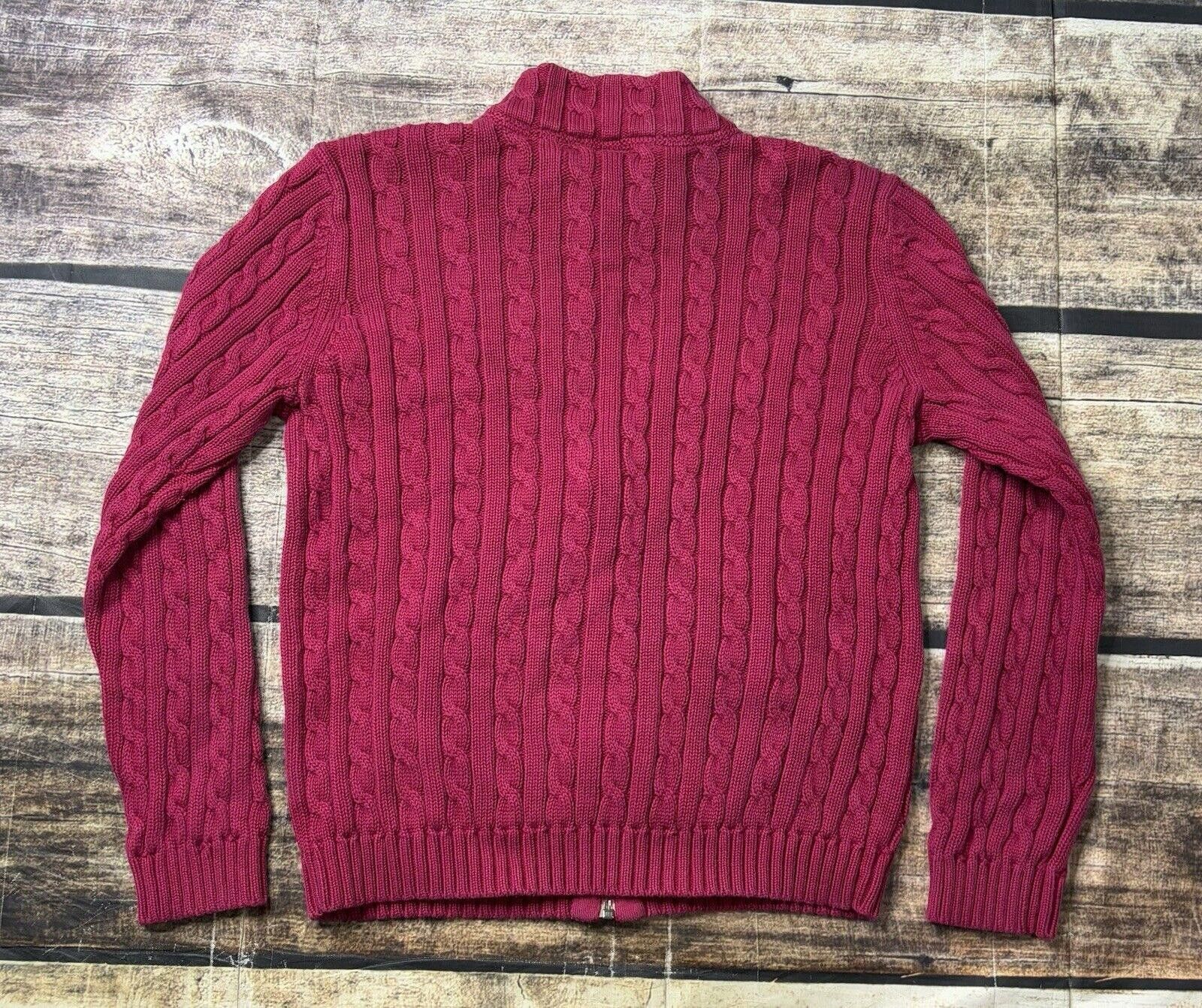 L.L. Bean LL Bean Sweater Girl Large 14/16 Cable Knit Full Zip Pockets Size L / US 10 / IT 46 - 3 Thumbnail