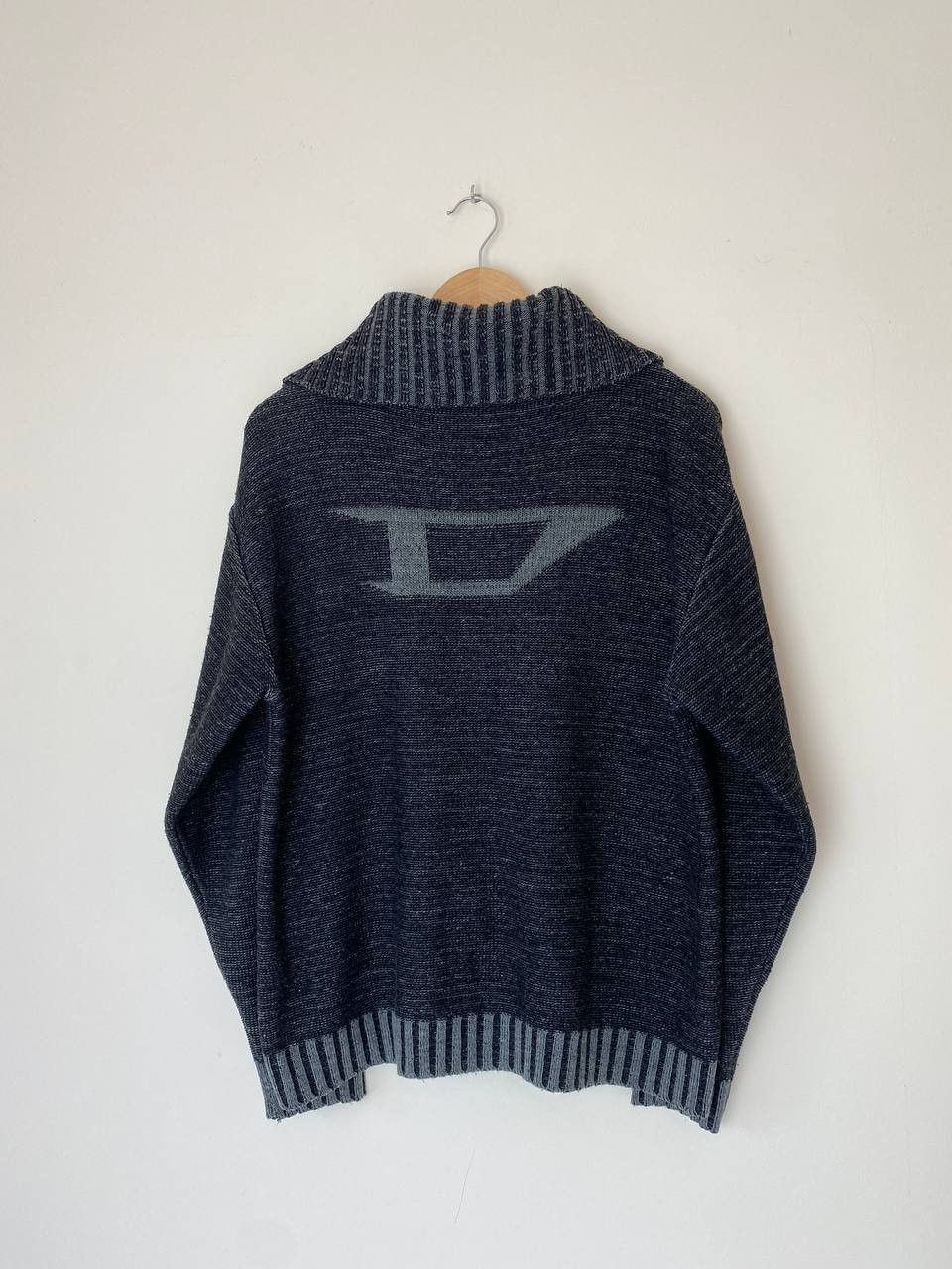 image of Avant Garde x Diesel Vintage Diesel Back Big Logo Y2K Zip Sweater in Grey, Men's (Size Large)