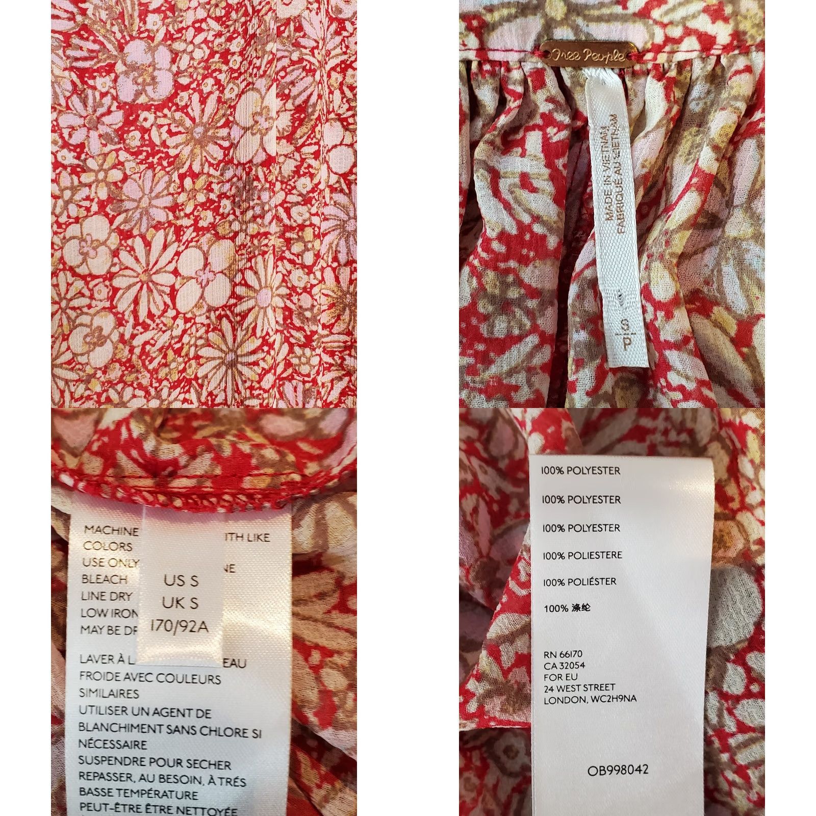 Free People Free People Feeling Groovy Maxi Dress Long Sleeve Multicolor Red Floral Chiffon Women's Size S Size S / US 4 / IT 40 - 8 Thumbnail