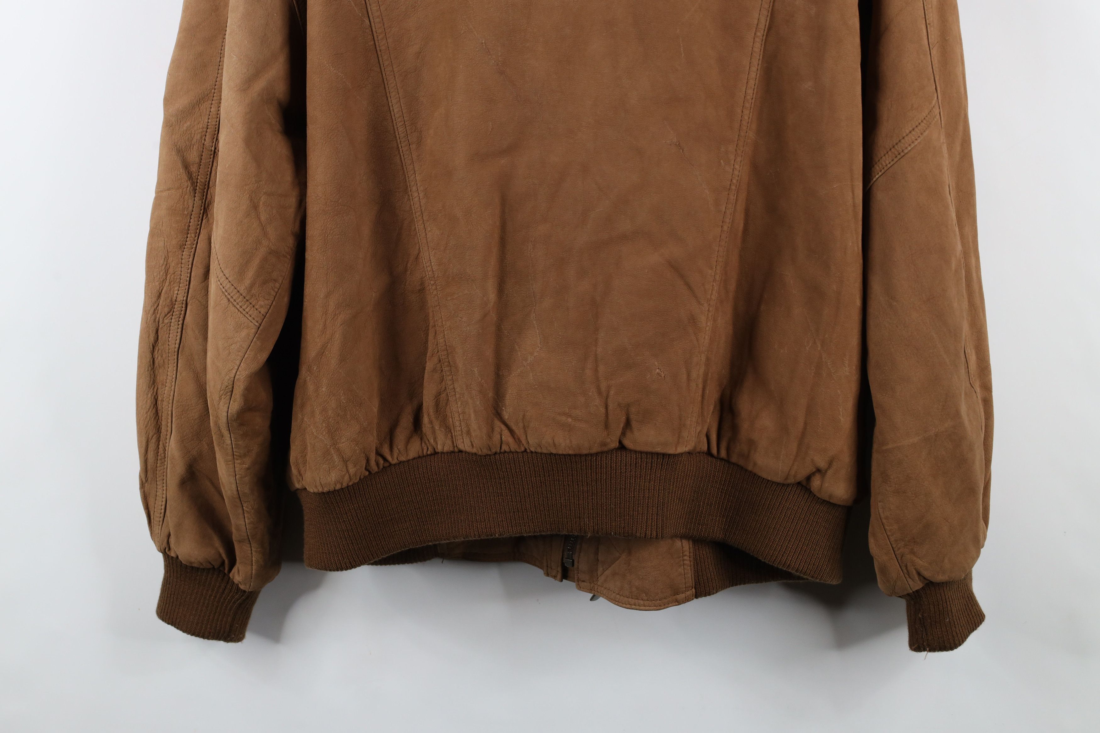 Vintage Vintage 90s Streetwear Button Suede Leather Bomber Jacket Size US XL / EU 56 / 4 - 15 Thumbnail
