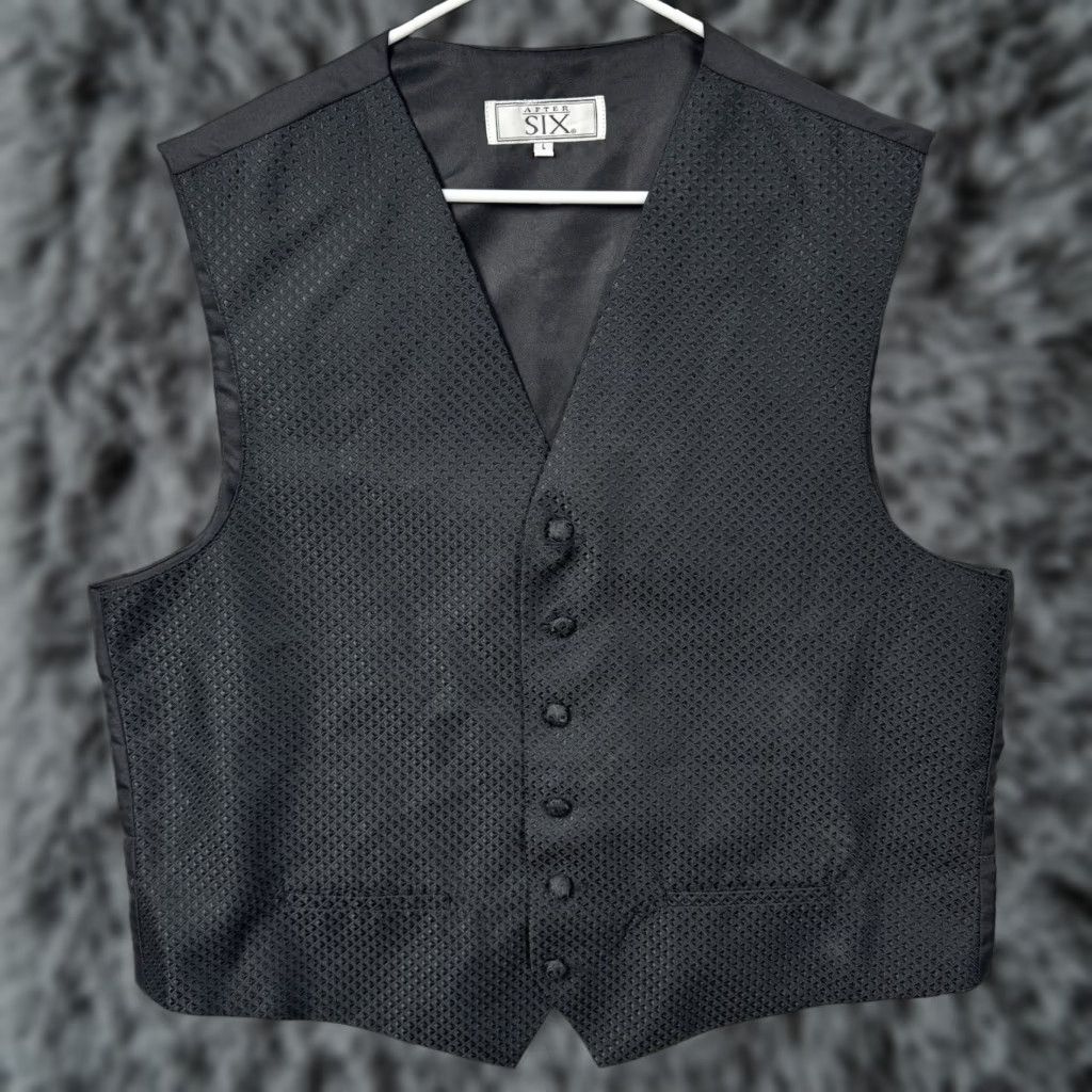 After Six After Six Vest Large Black Formal Tuxedo Wedding Adjustable Classic Suit Prom Mens Size 42R - 1 Thumbnail