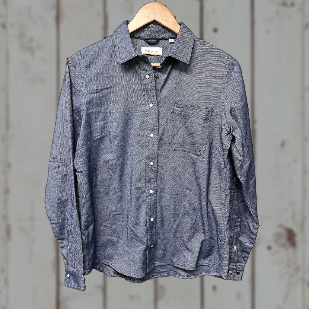 Orvis Orvis Shirt Women’s Pearl Snap Long Sleeve Chambray Blue Western Pocket Small S Casual Button-Up Size S / US 4 / IT 40 - 1 Thumbnail