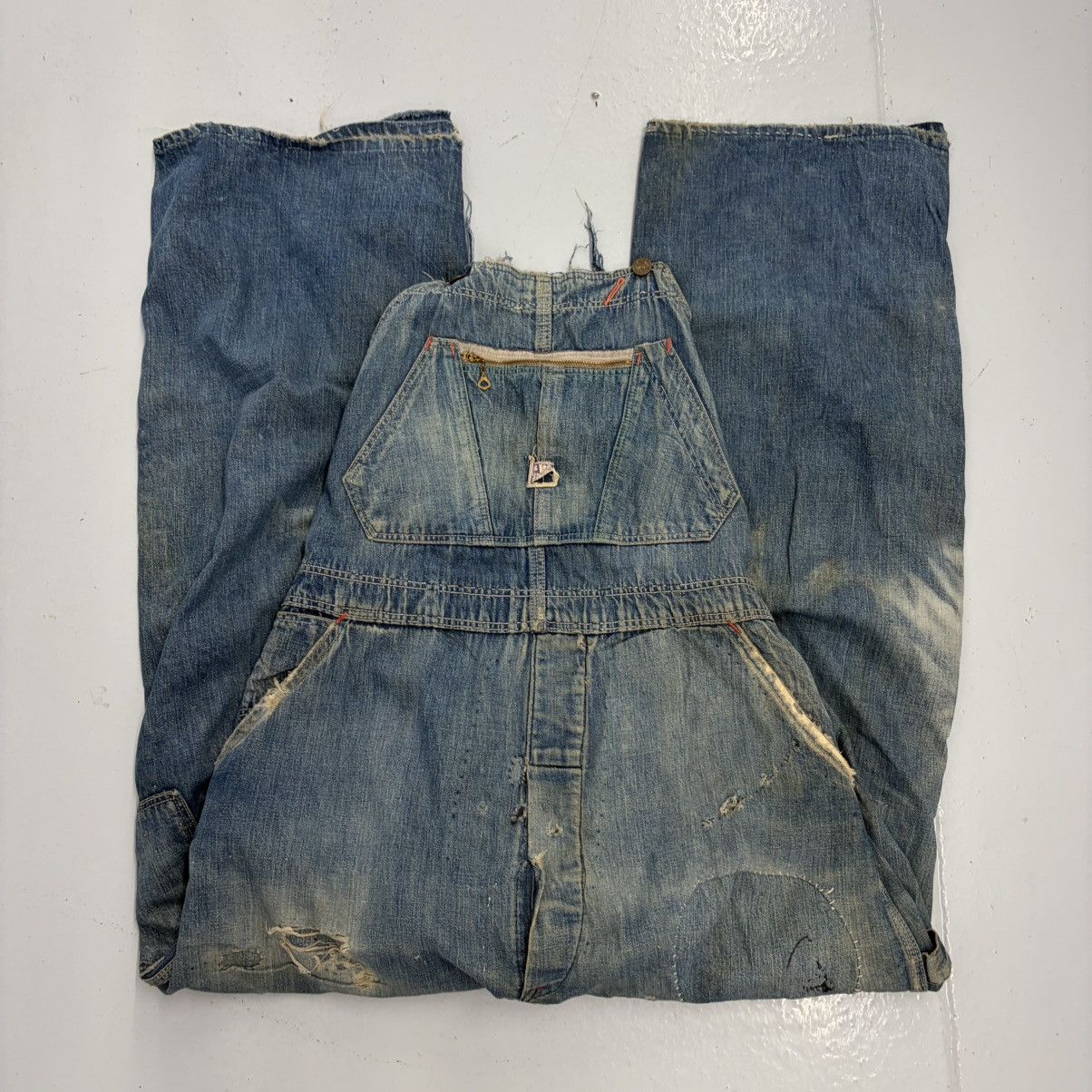 Other Vintage 50s N&W Blue Denim Distressed Overalls 38x28 Size US 38 / EU 54 - 1 Thumbnail