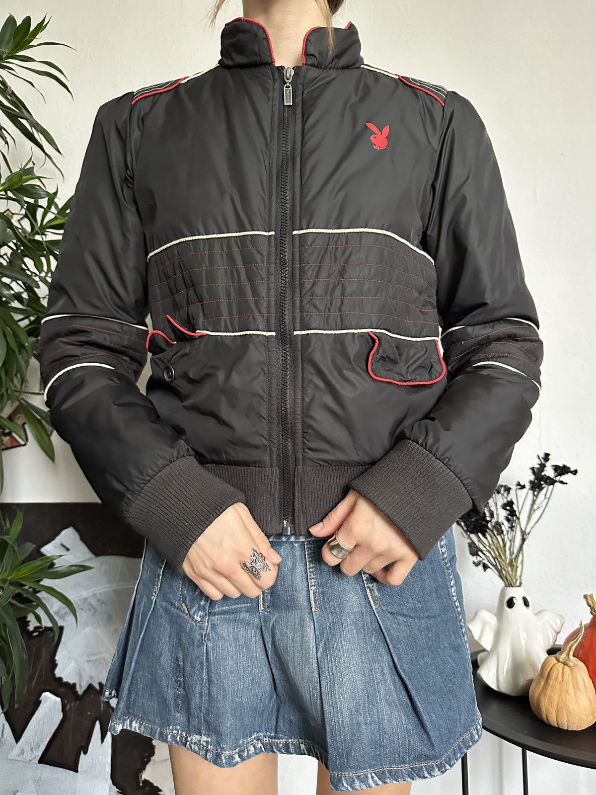 Playboy × Vintage Vintage Playboy 90s Women’s Zip Moto Biker Jacket y2k Size L / US 10 / IT 46 - 3 Thumbnail