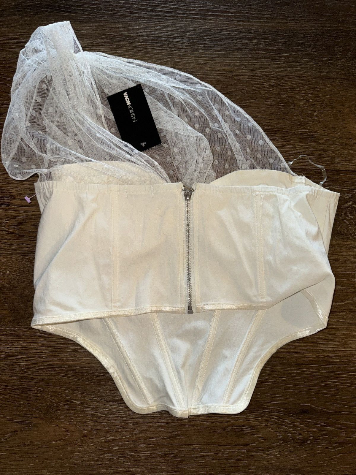 Other White corset top with polka dot mesh overlay Size 3XL / US 20-22 - 2 Thumbnail