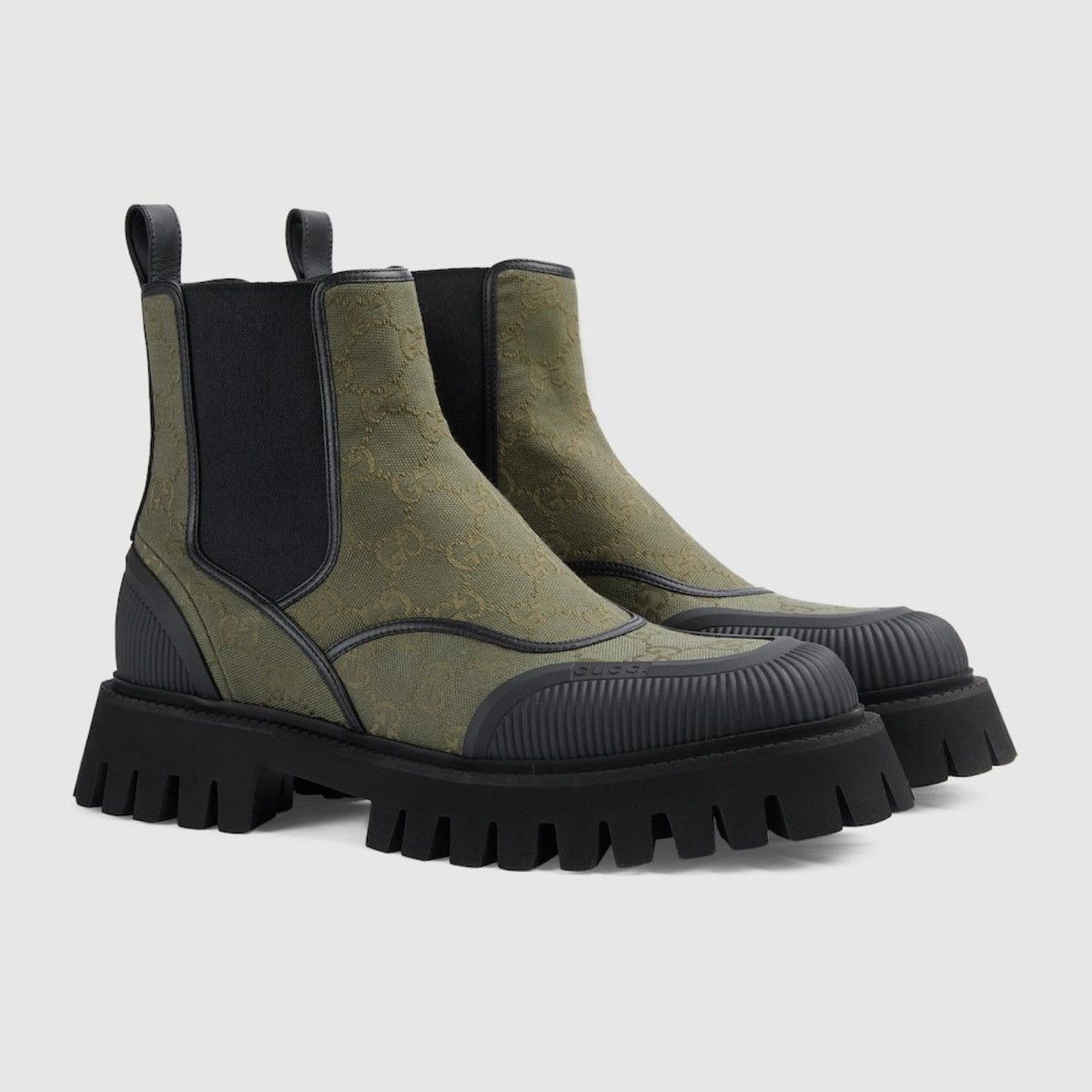 GG Canvas Ankle Boots Khaki