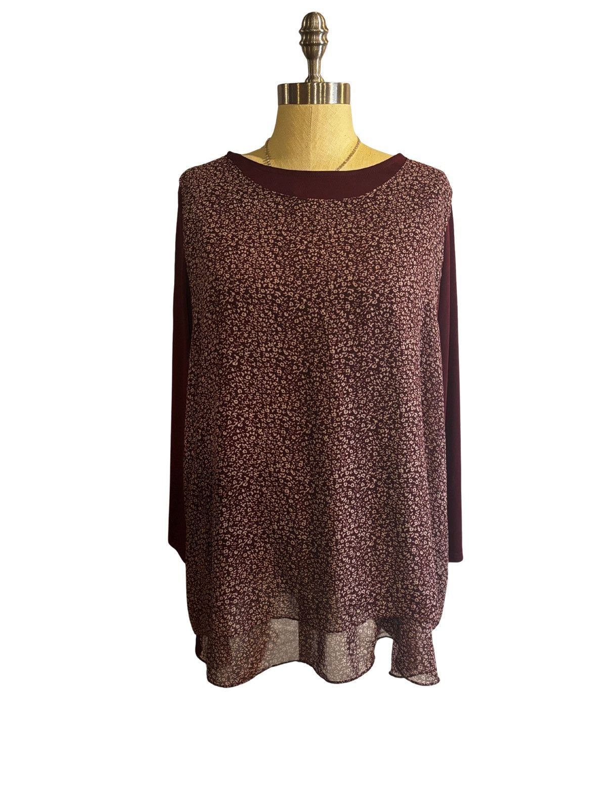 Other Burgundy layered Top.wt8107 Size XXL / US 16-18 / IT 52-54 - 1 Thumbnail