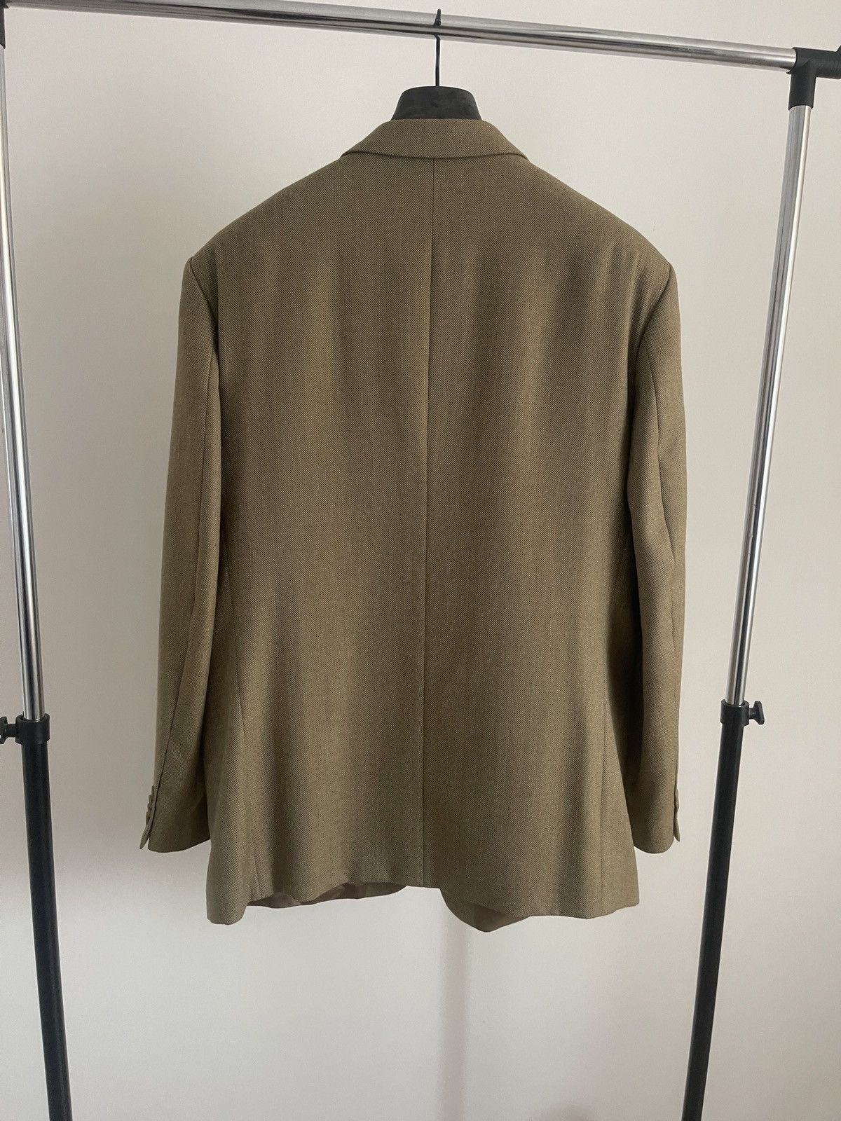 Vintage 🔥Vintage blazer beige herringbone pattern classic jacket Size 46R - 2 Thumbnail