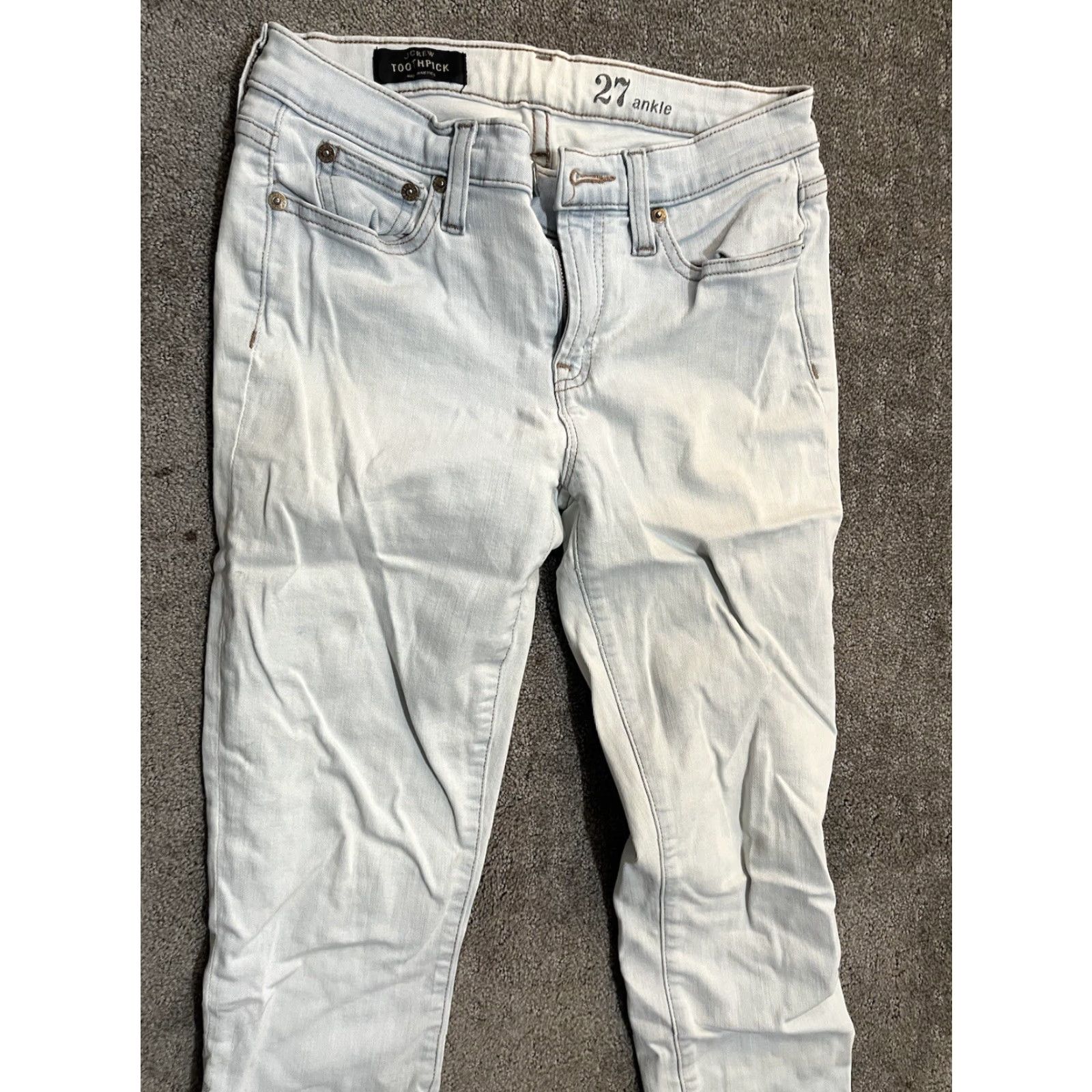 Vintage J Crew Toothpick Skinny Jeans solid Light Blue Summer Size 27 Ankle Size 27" / US 4 / IT 40 - 2 Thumbnail