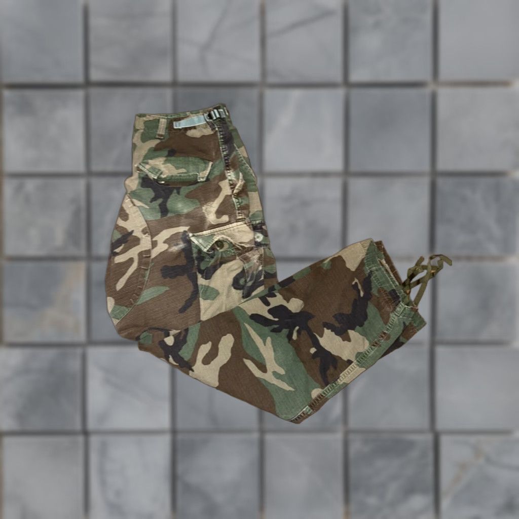 AMO Military Camo Cargo Pants Green 32x28 Distressed Tactical Double Knew Men Size US 32 / EU 48 - 1 Thumbnail