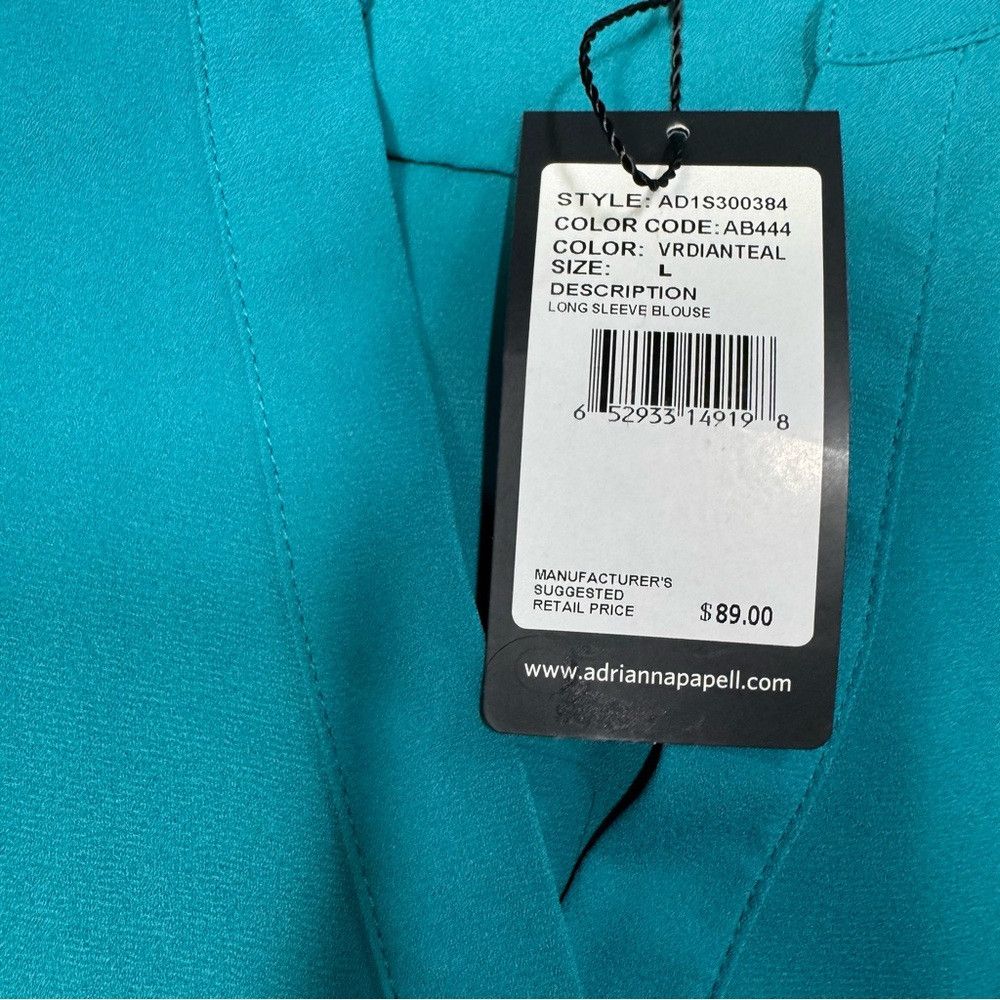 Adrianna Papell NWT New $89 Adrianna Papell Teal Long Sleeve Blouse Size L Size L / US 10 / IT 46 - 7 Thumbnail