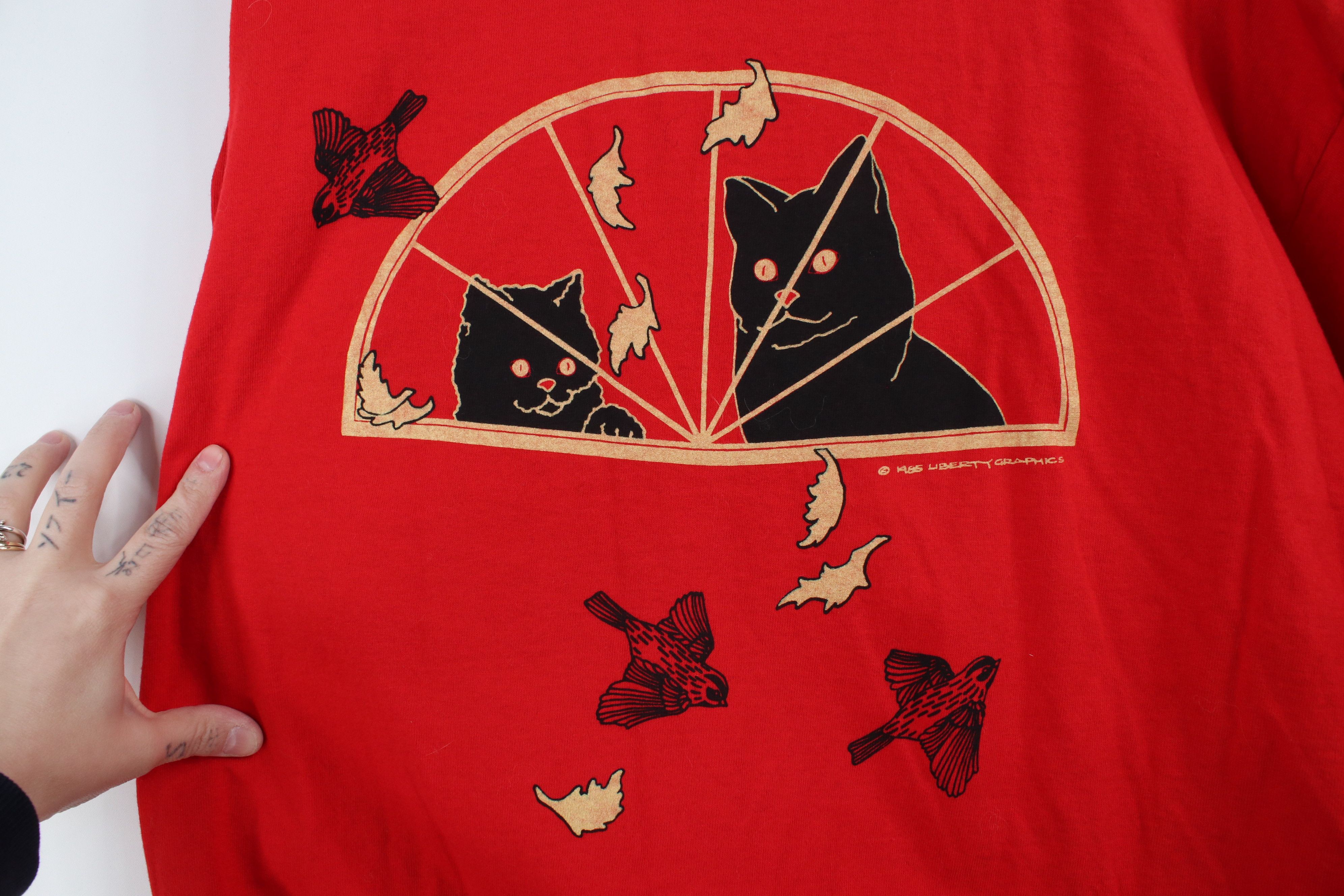 Vintage Vintage 90s Streetwear Black Cat Kitten Window T-Shirt USA Size XL / US 12-14 / IT 48-50 - 10 Thumbnail