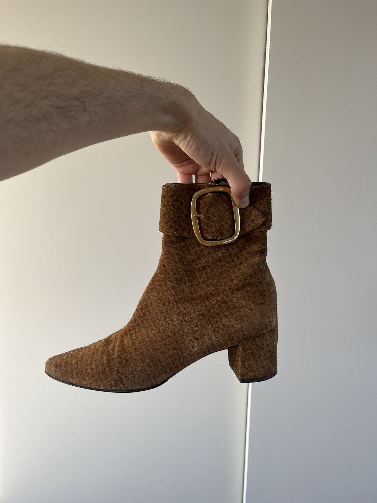 Saint Laurent Paris Saint Laurent 2019 Joplin Suede Patterned Ankle Boots Size US 7.5 / IT 37.5 - 4 Thumbnail