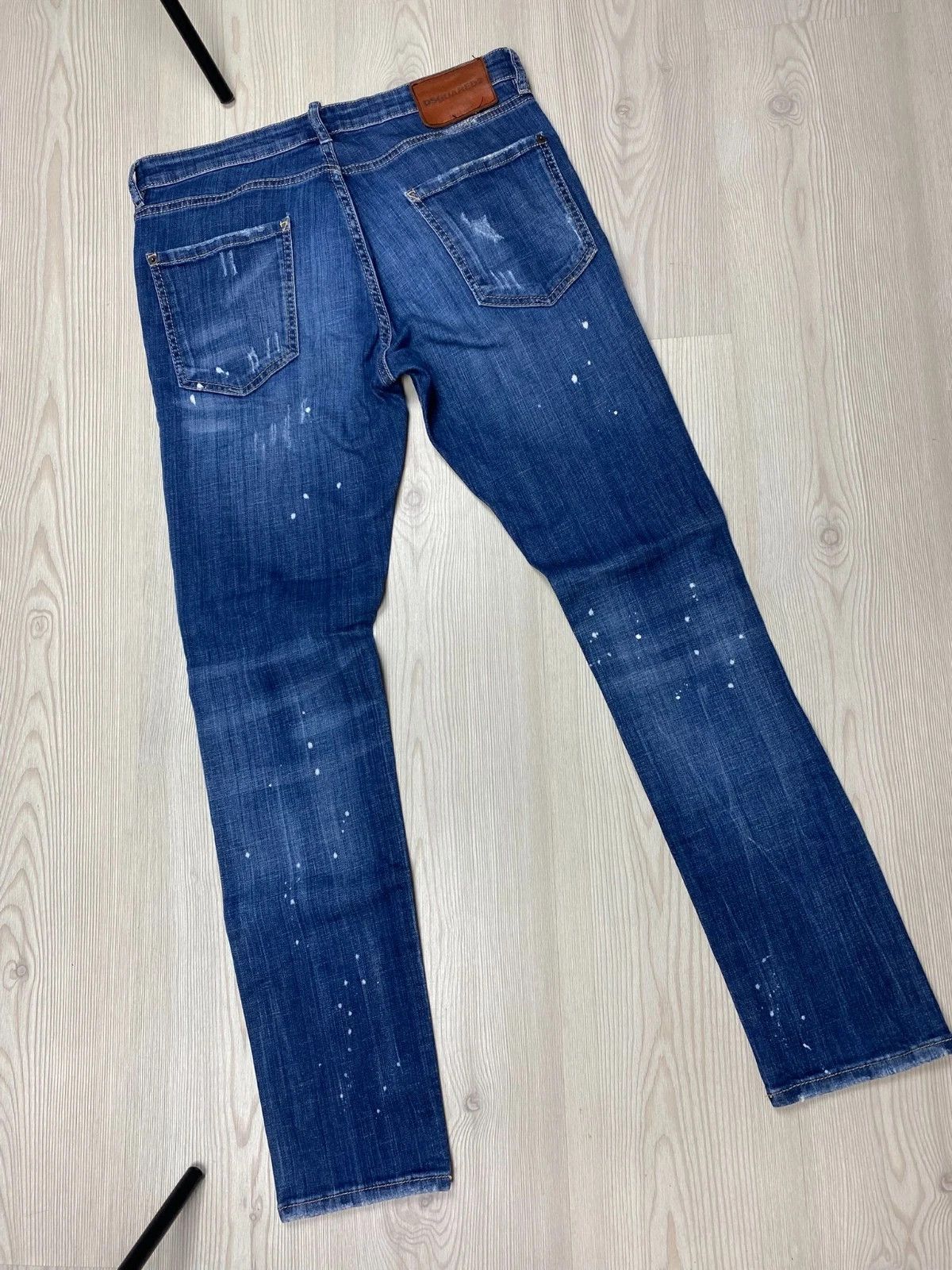 Dsquared2 Dsquared2 Blue Slim Fit Distressed Jeans Paint Splatter Size US 32 / EU 48 - 3 Thumbnail